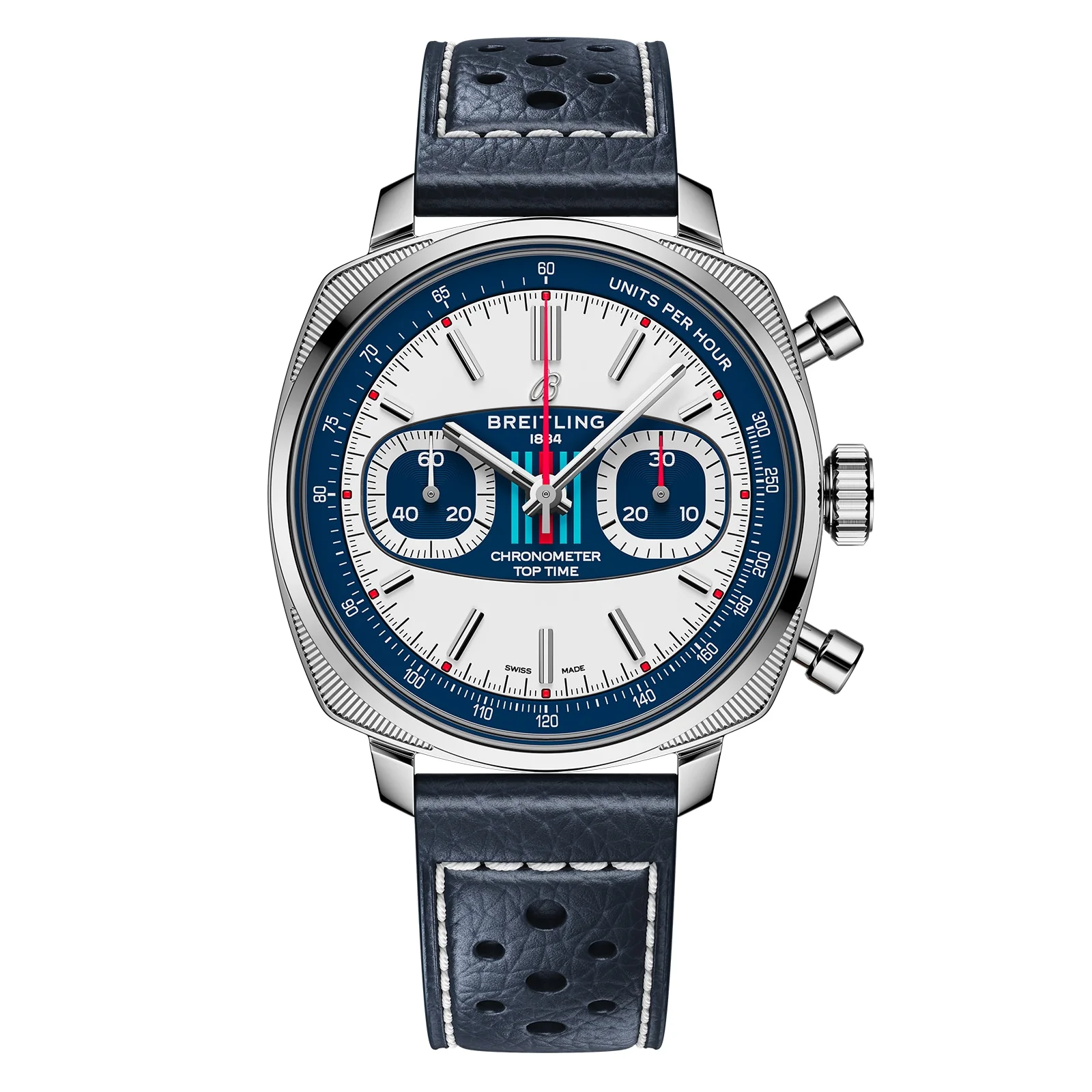 Top Time B01 Racing | 38mm, Steel, Leather, White Dial