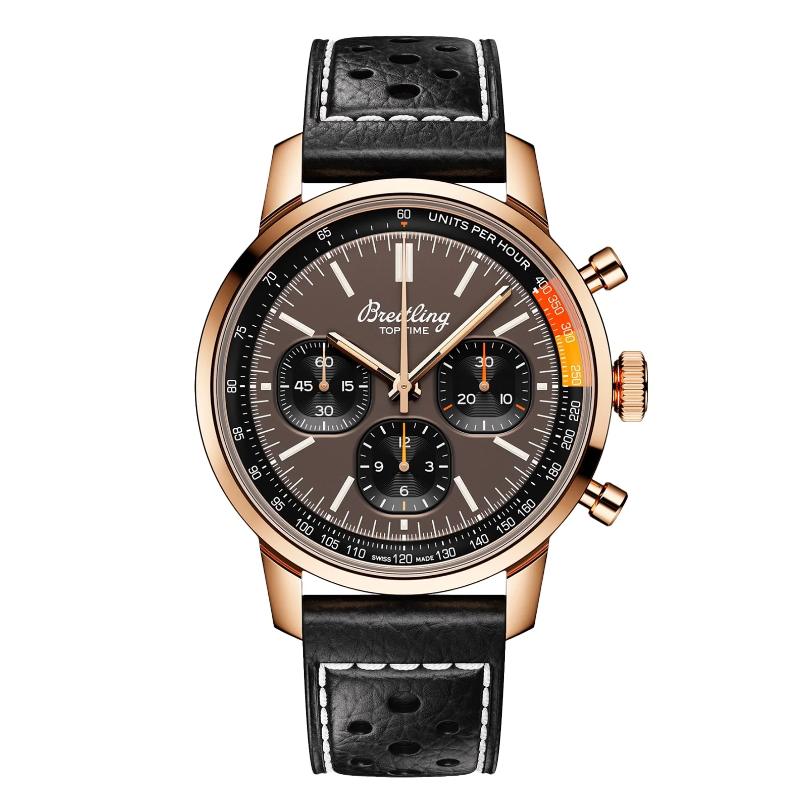 Top Time B01 | 41mm, 18K Rose Gold, Leather, Brown Dial