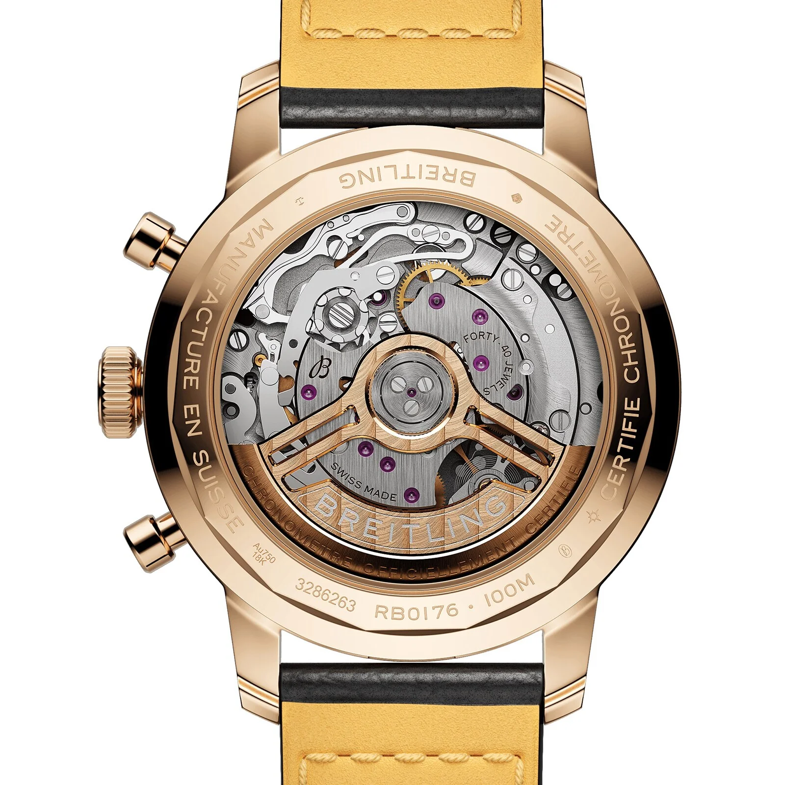 Top Time B01 | 41mm, 18K Rose Gold, Leather, Brown Dial - Image 4