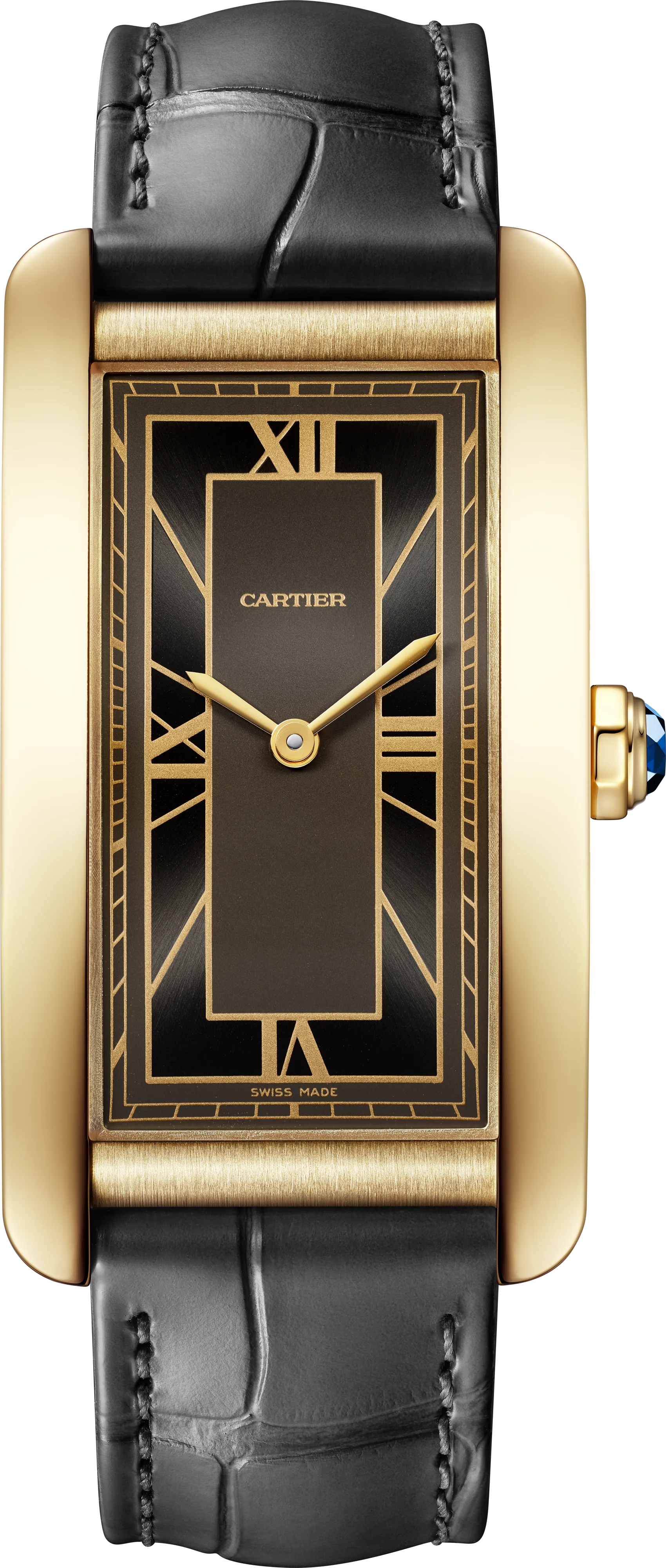 Tank Américaine Large Model | 24.5mm, 18K Yellow Gold, Leather, Grey Dial - Image 2