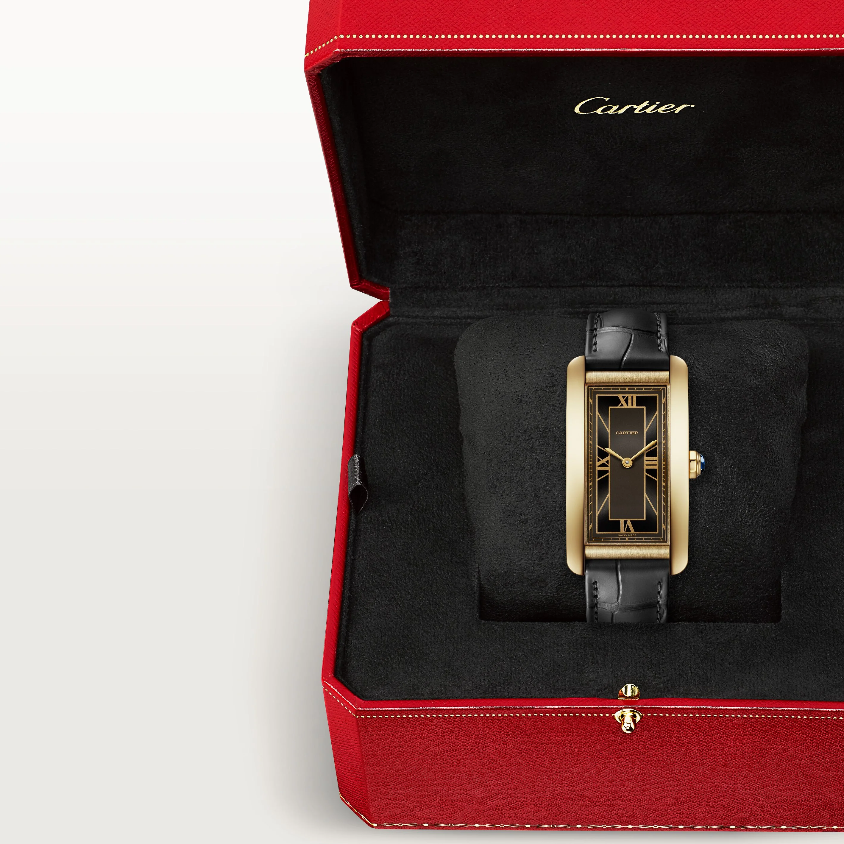 Tank Américaine Large Model | 24.5mm, 18K Yellow Gold, Leather, Grey Dial - Image 7