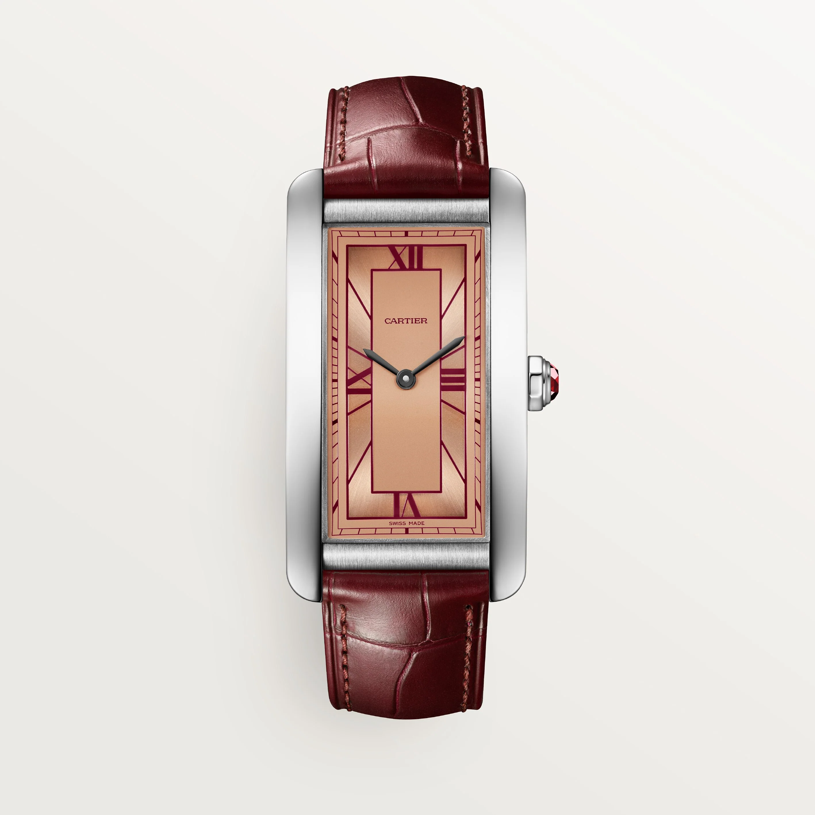 Tank Américaine Large Model | 24.5mm, Platinum, Leather, Pink Dial