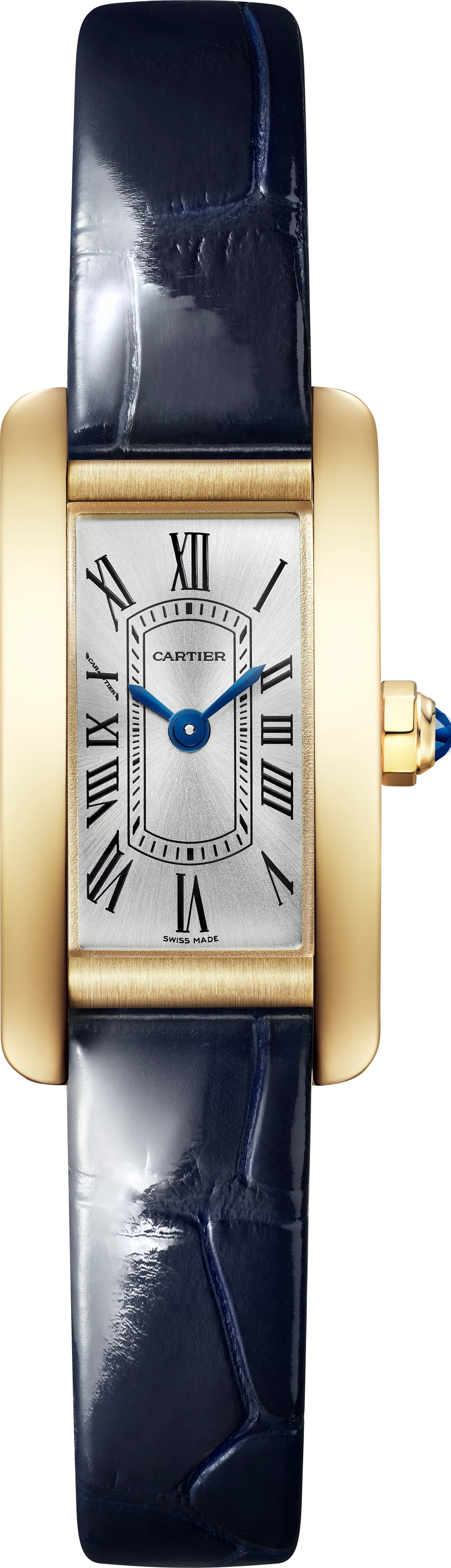 Tank Américaine Mini Model | 15mm, 18K Yellow Gold, Alligator Leather, Silver Dial - Image 2