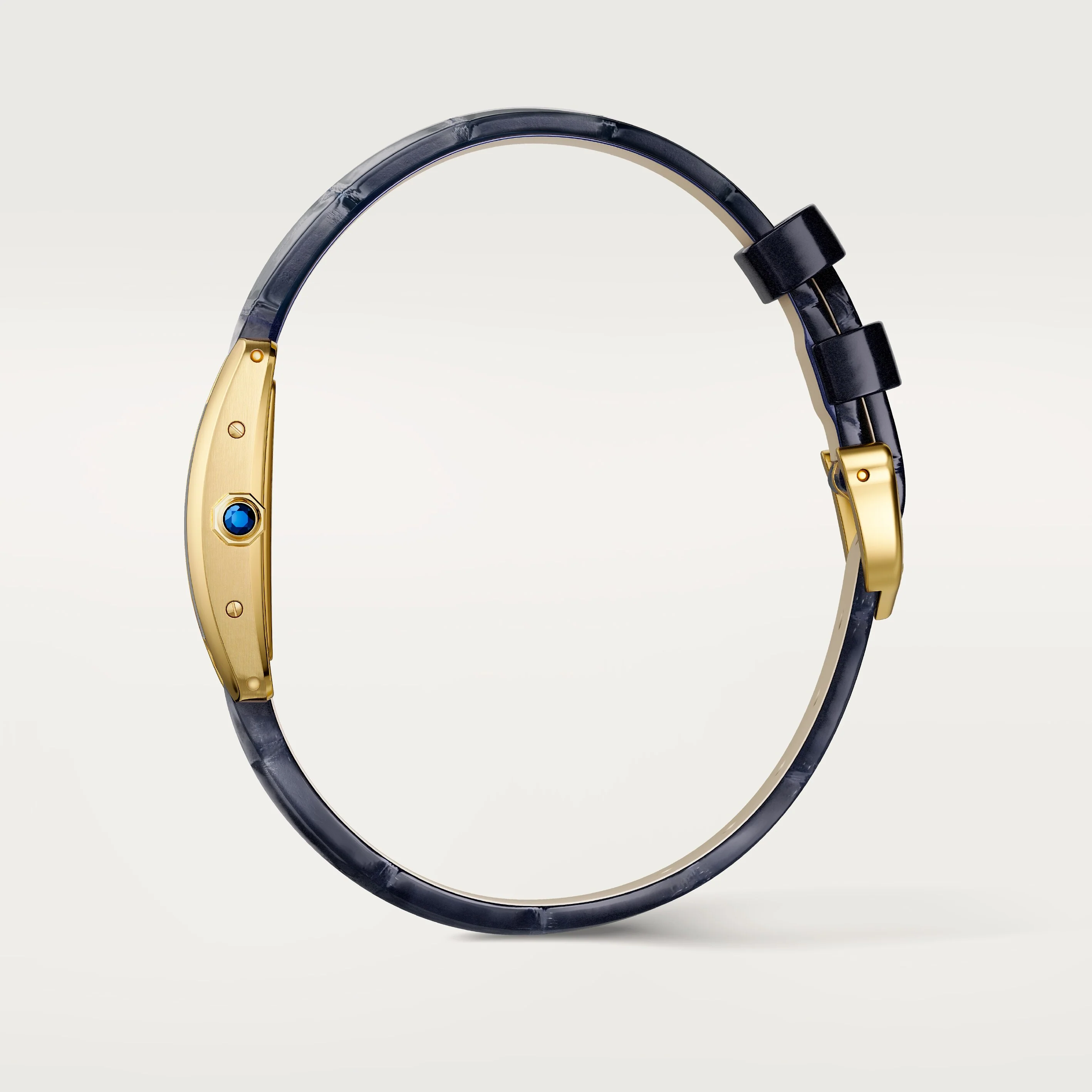 Tank Américaine Mini Model | 15mm, 18K Yellow Gold, Alligator Leather, Silver Dial - Image 3