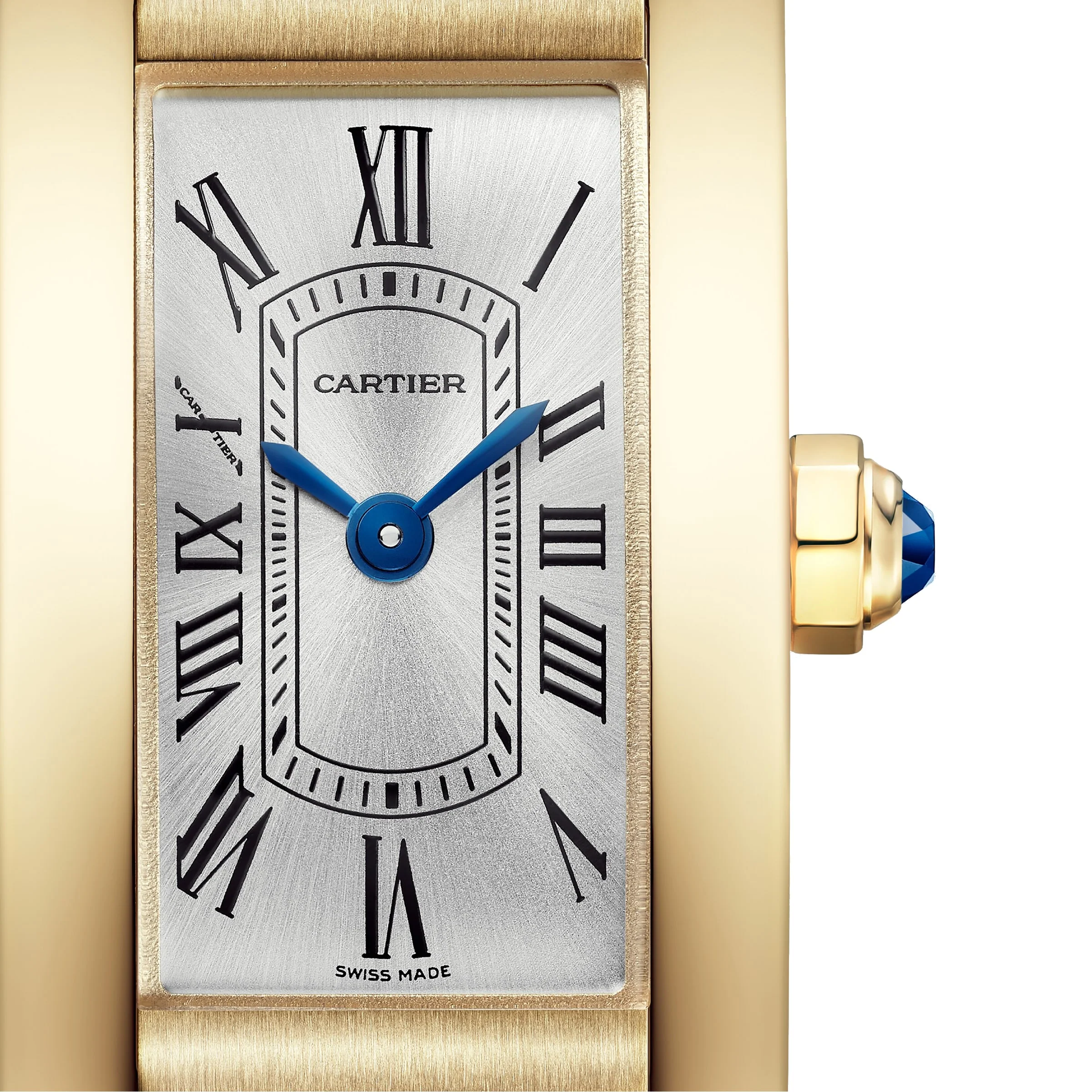 Tank Américaine Mini Model | 15mm, 18K Yellow Gold, Alligator Leather, Silver Dial - Image 6