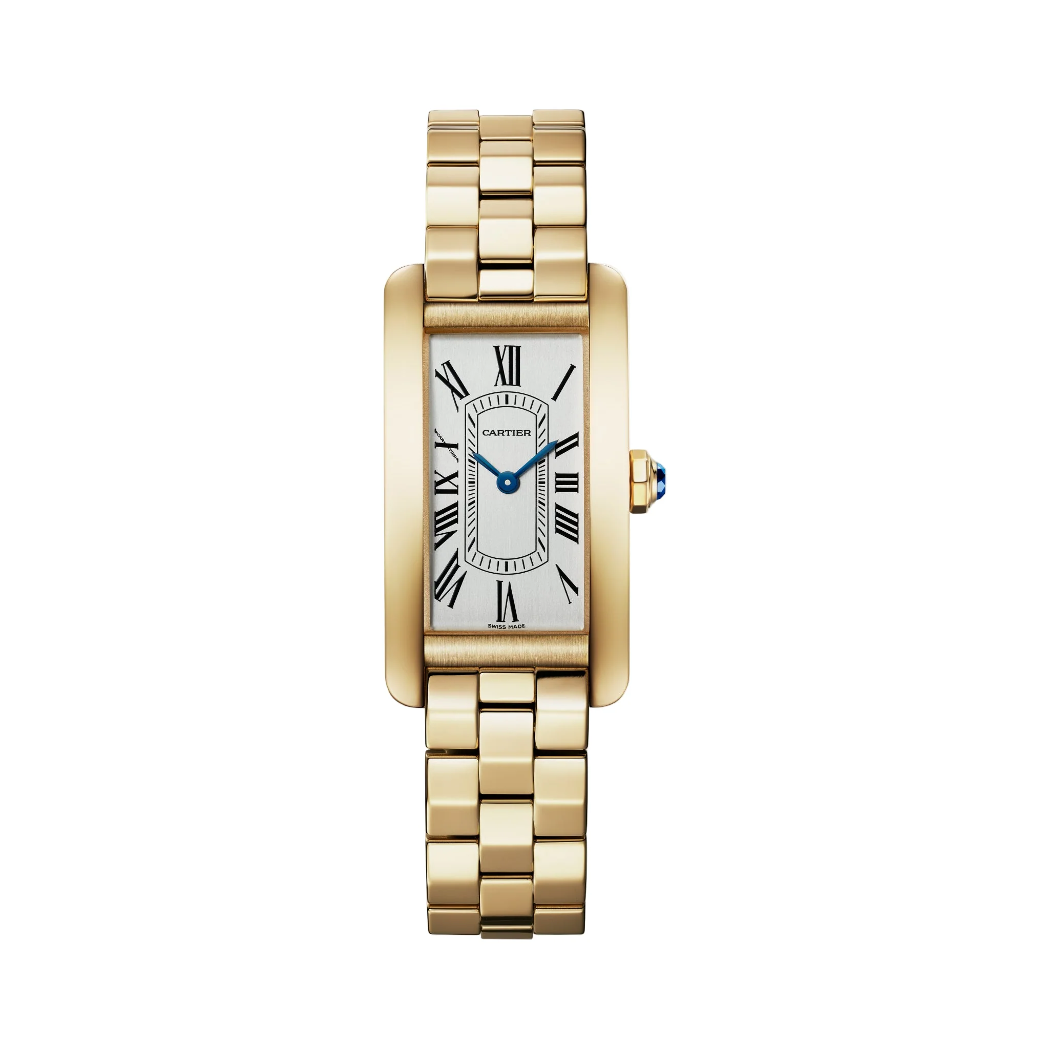 Tank Américaine Small Model | 19.5mm, 18K Yellow Gold, Silvered Dial