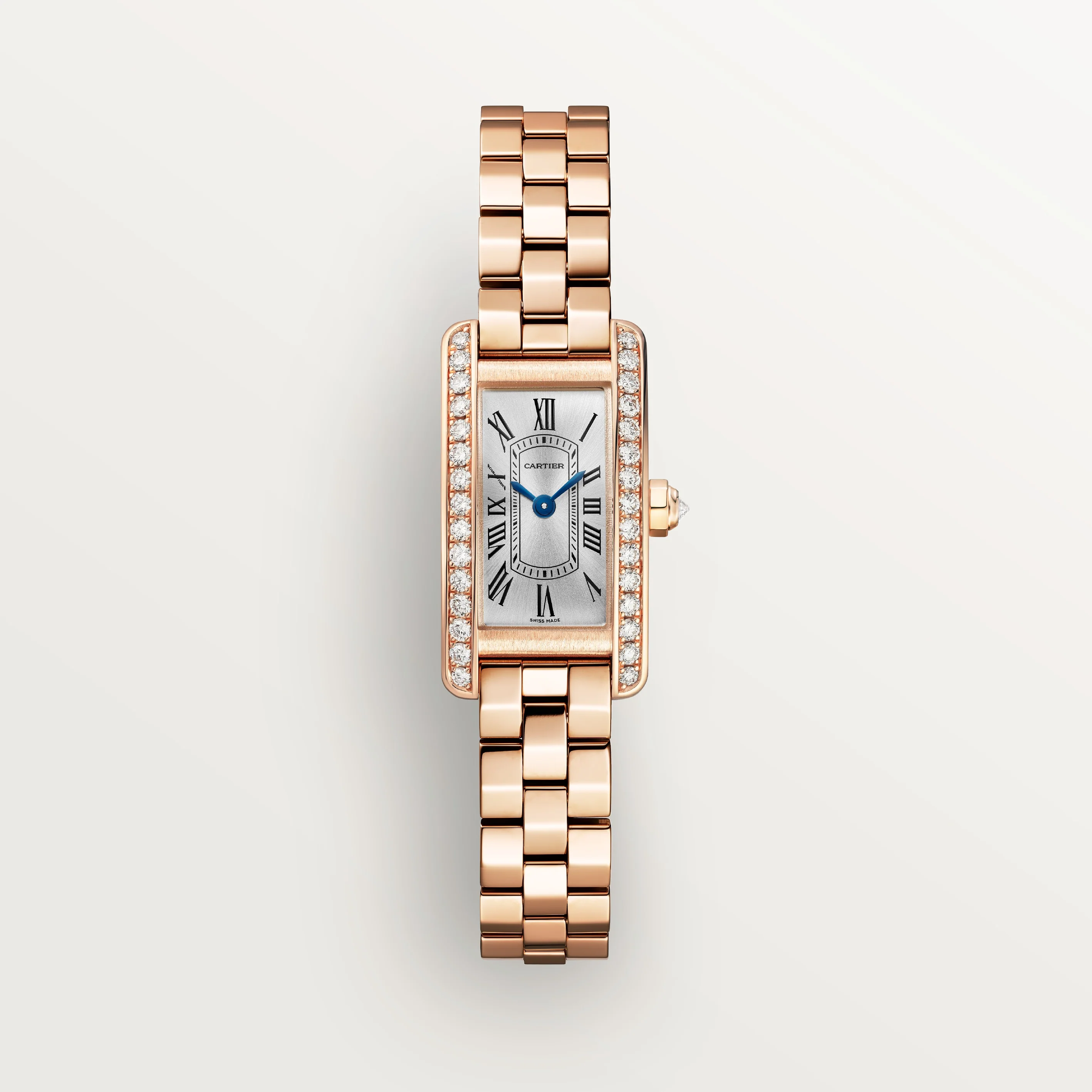 Tank Américaine Mini Model | 15mm, 18K Rose Gold, Silver Dial