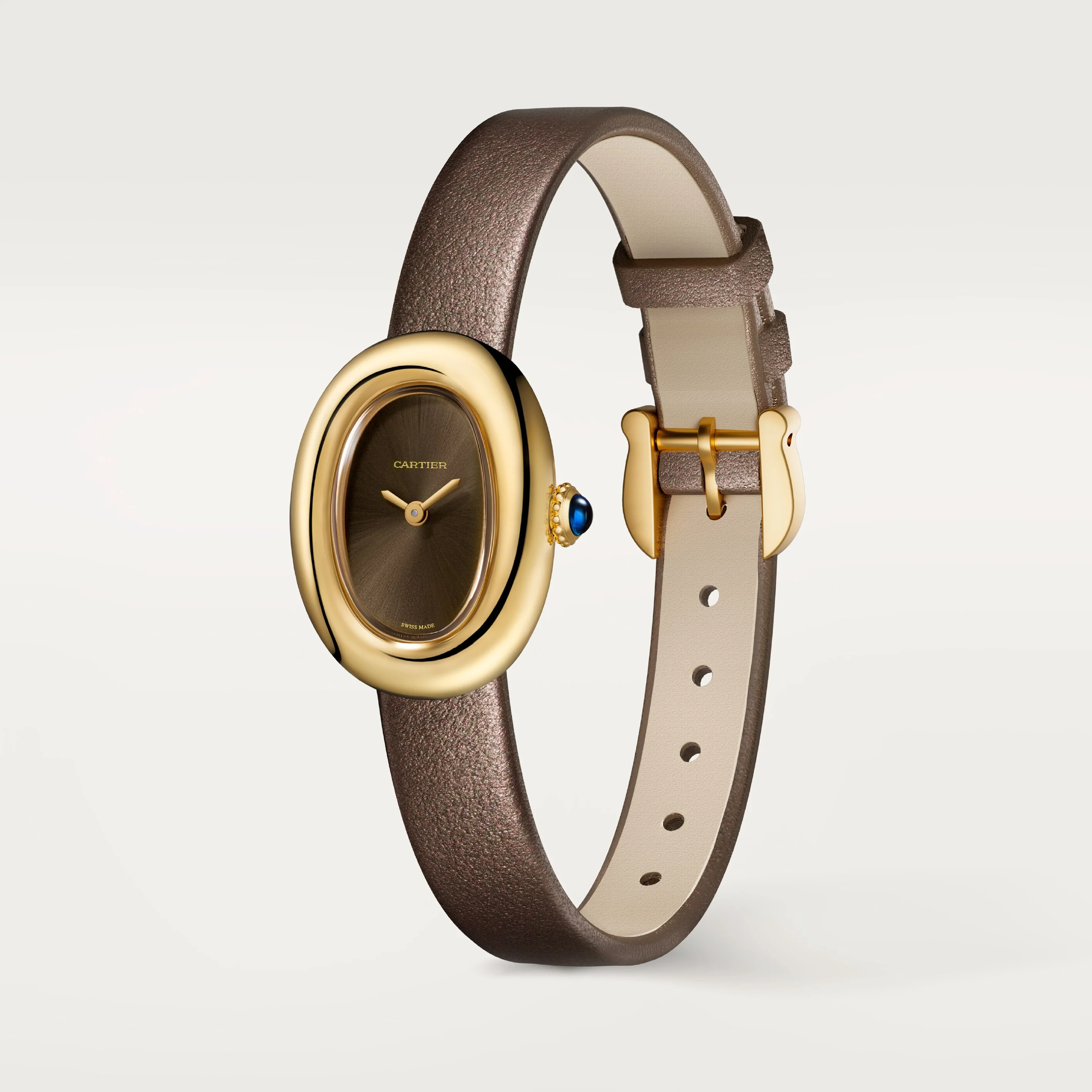 Baignoire Mini Model | 18.5mm, 18K Yellow Gold, Leather, Brown Dial - Image 3