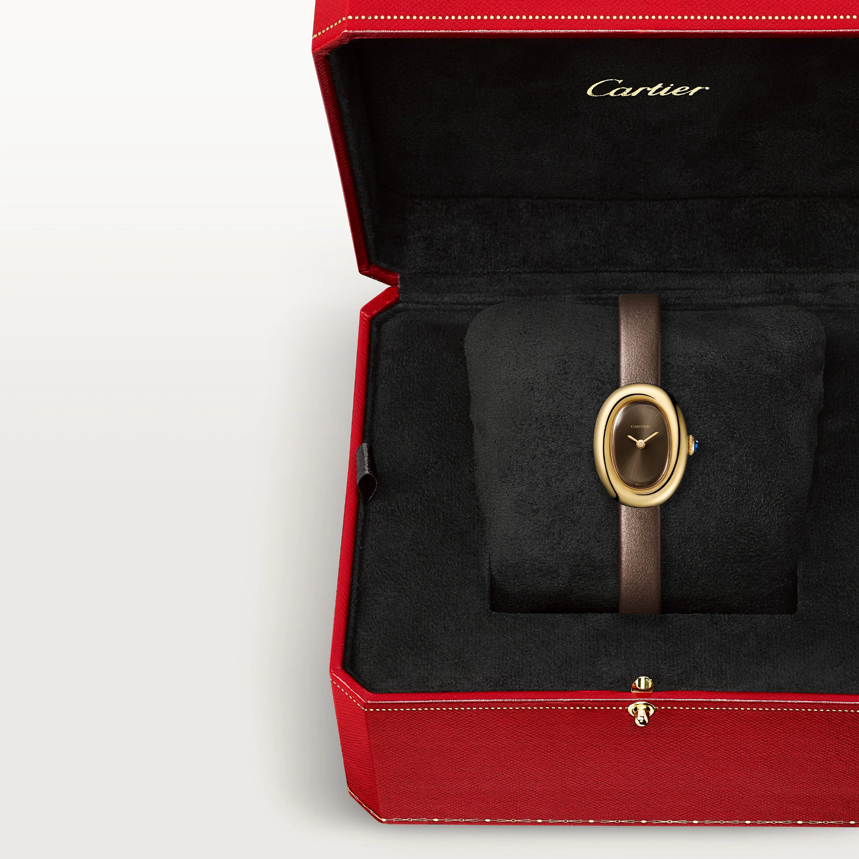 Baignoire Mini Model | 18.5mm, 18K Yellow Gold, Leather, Brown Dial - Image 8
