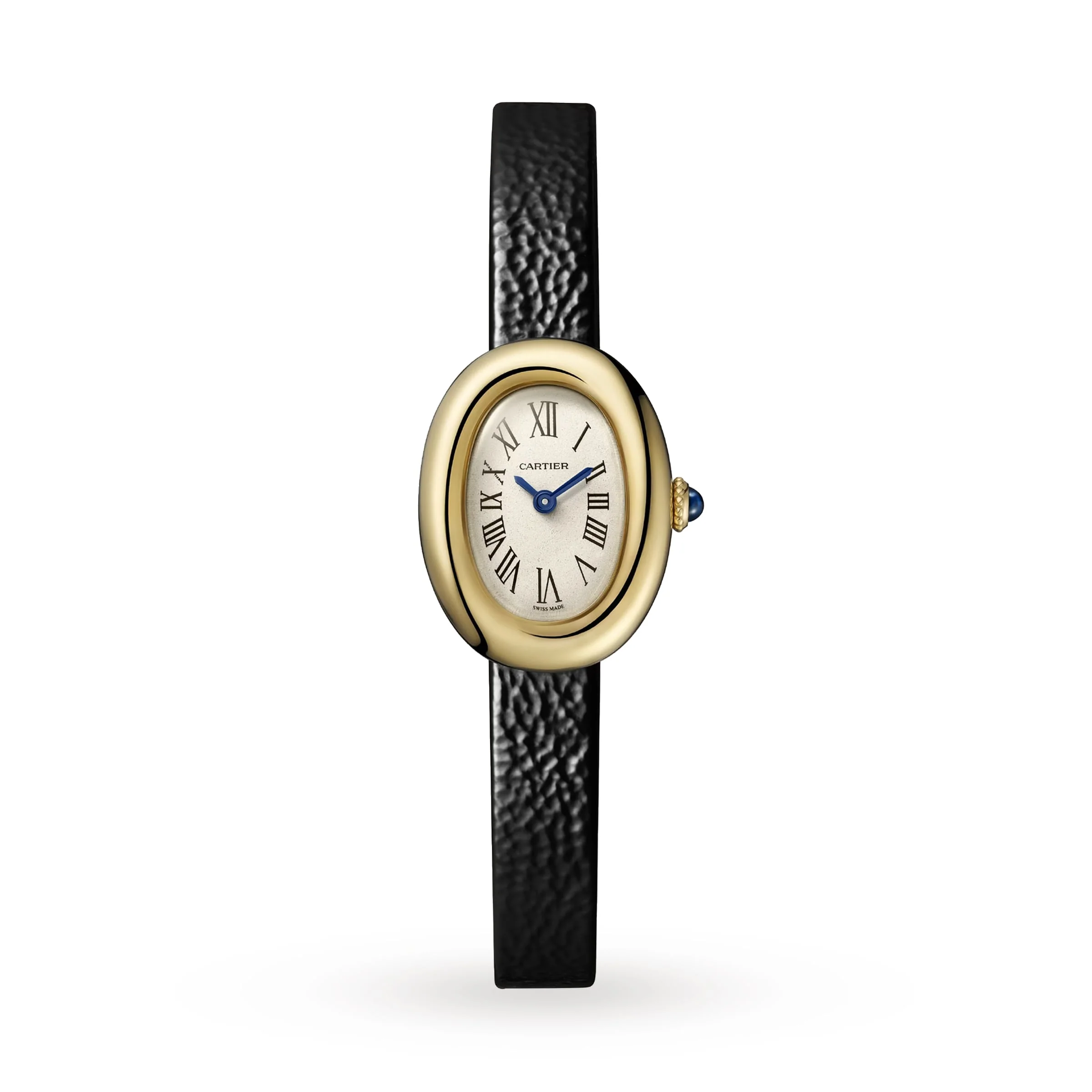 Baignoire Mini Model | 19mm, 18K Yellow Gold, Leather, Silver Dial