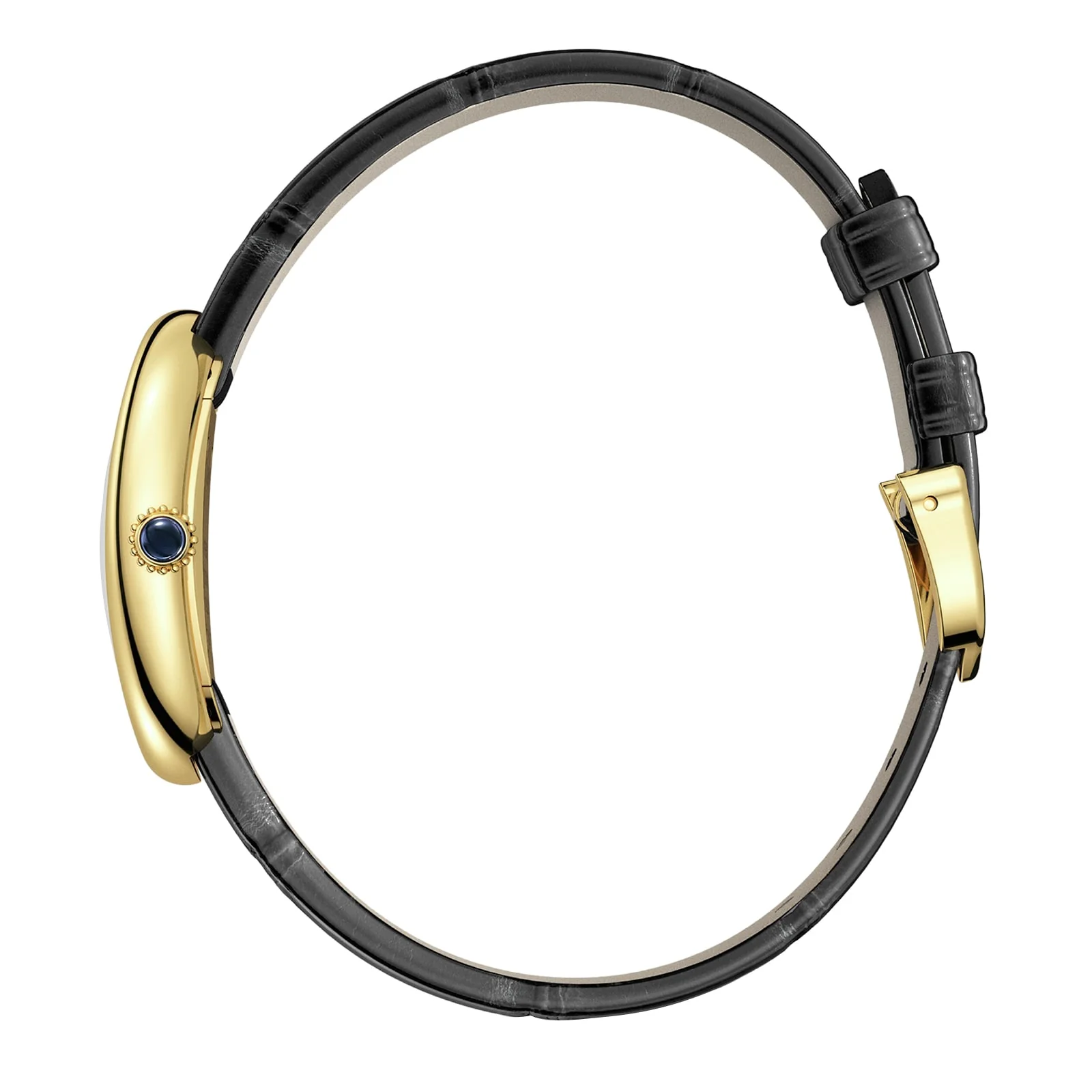 Baignoire (Size 15) | 23mm, 18K Yellow Gold, Alligator Leather, Silver Dial - Image 3