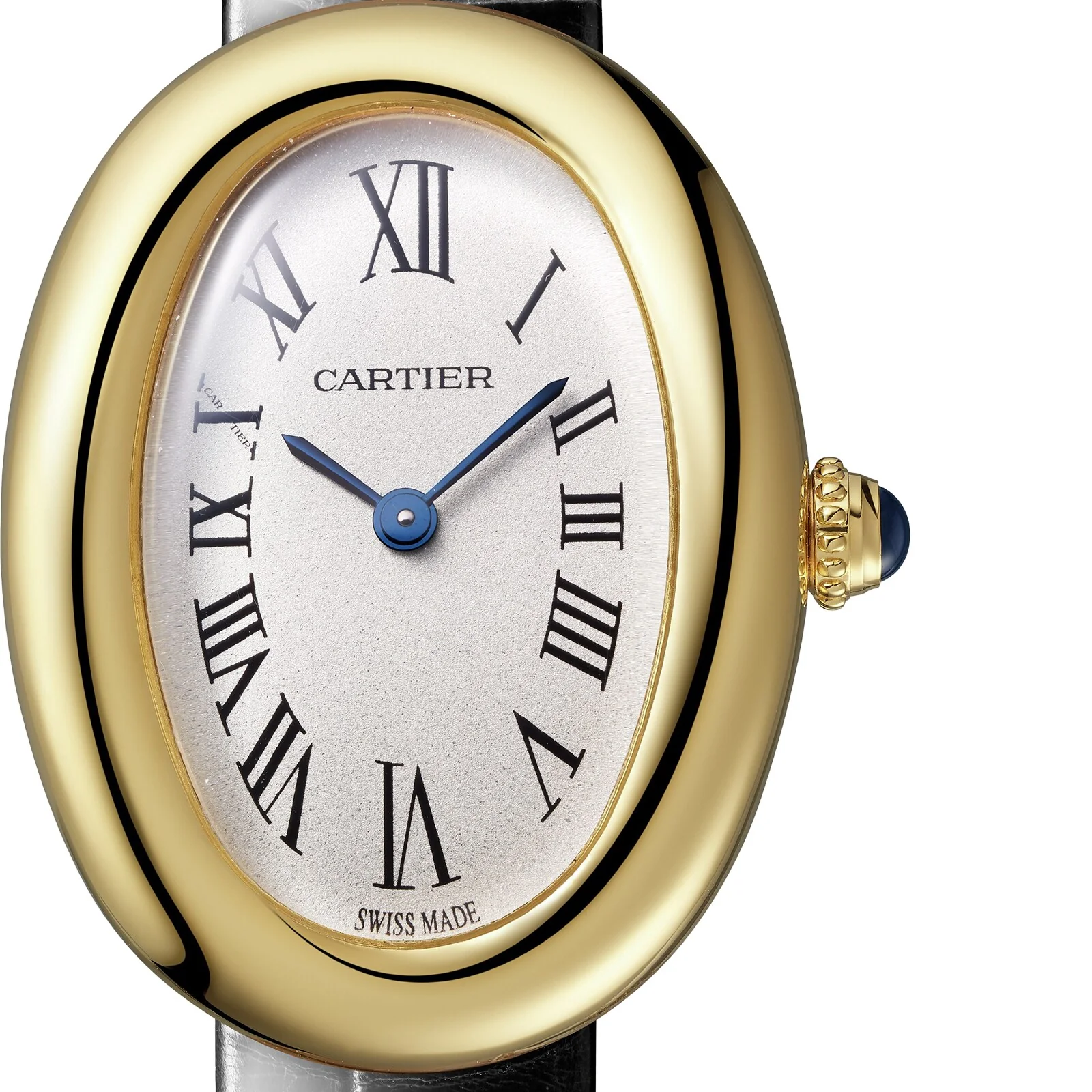Baignoire (Size 15) | 23mm, 18K Yellow Gold, Alligator Leather, Silver Dial - Image 5