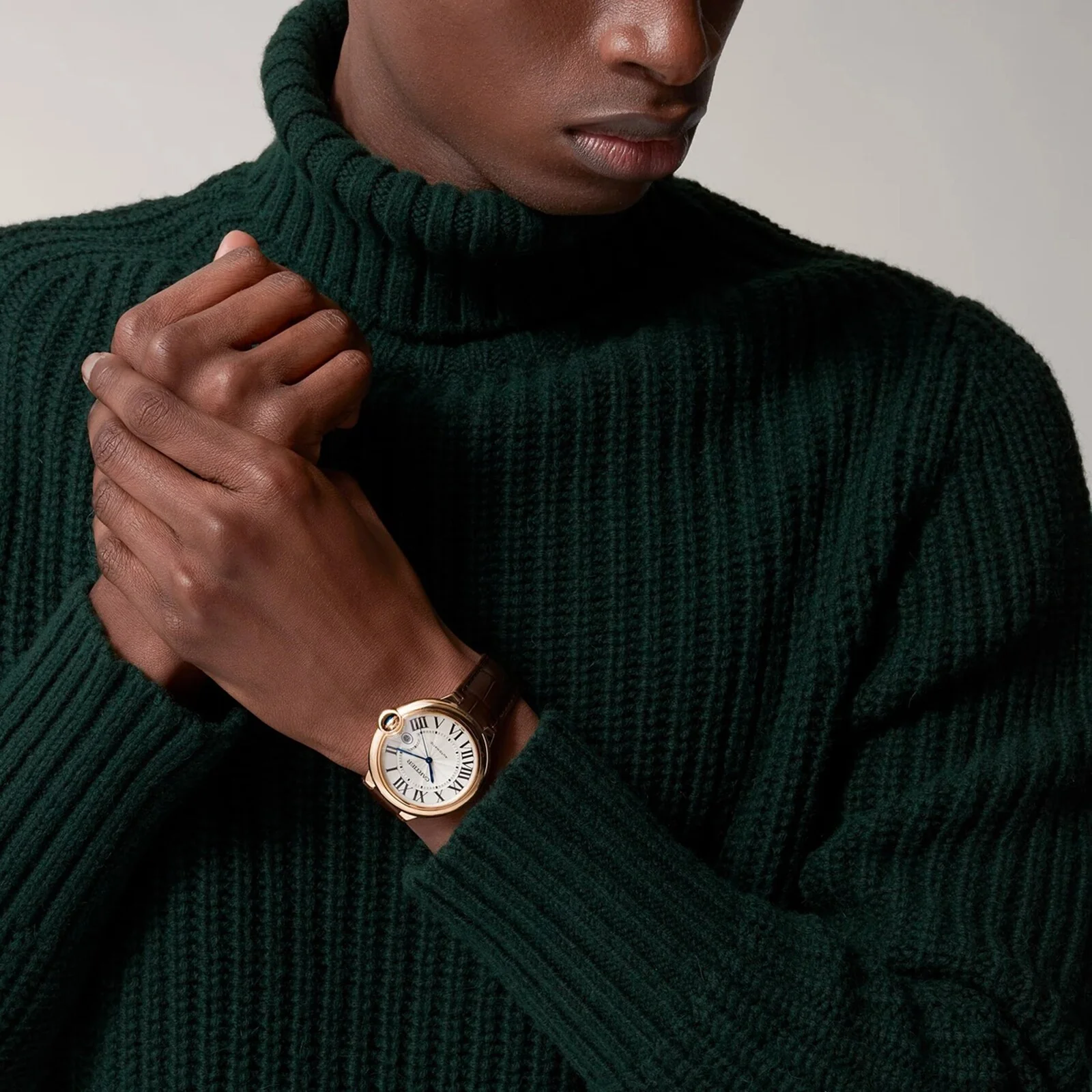 Ballon Bleu de Cartier 42 | 42mm, 18K Rose Gold, Alligator Leather, Silver Dial - Image 3