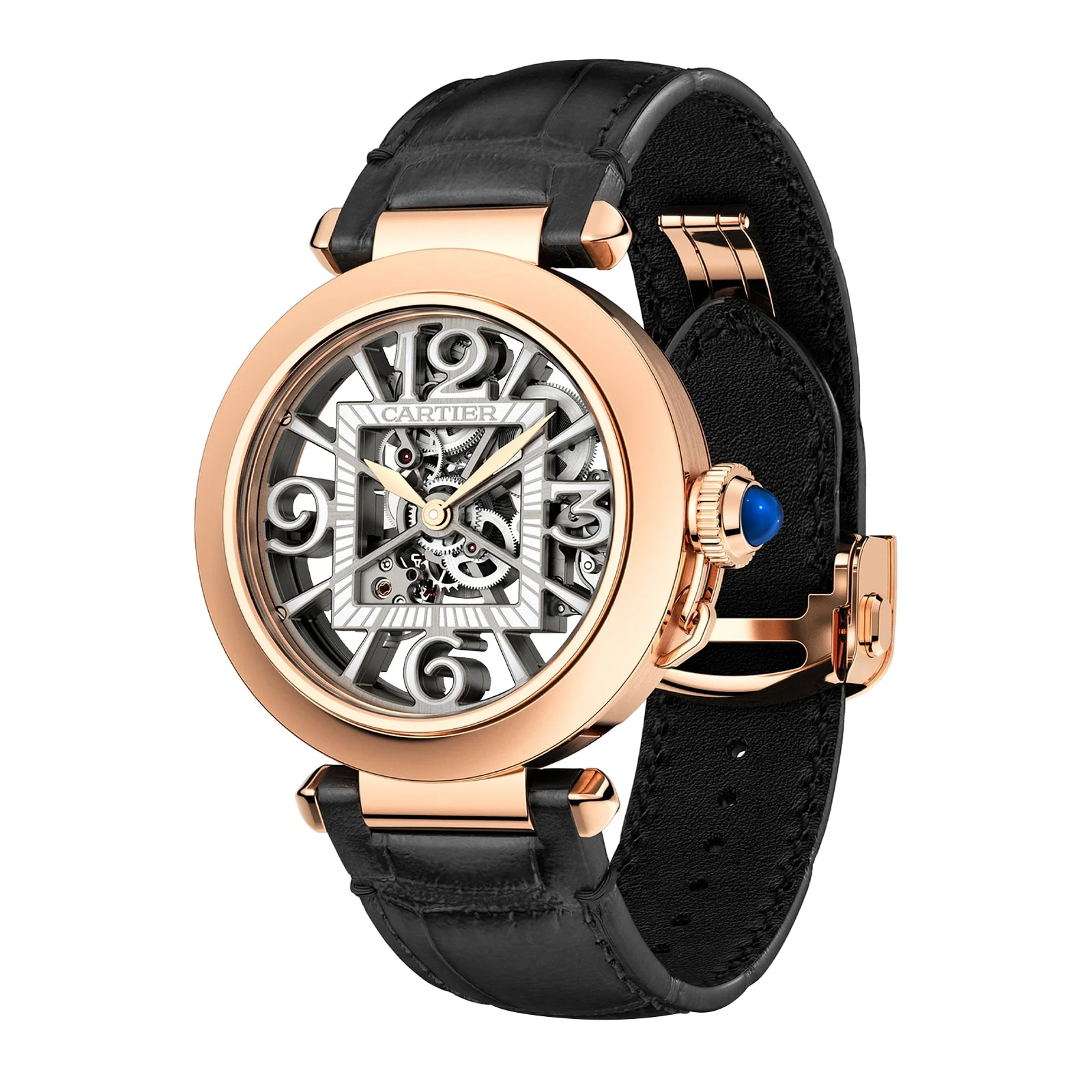 Pasha de Cartier | 41mm, 18K Rose Gold, Leather, Silver Dial - Image 2