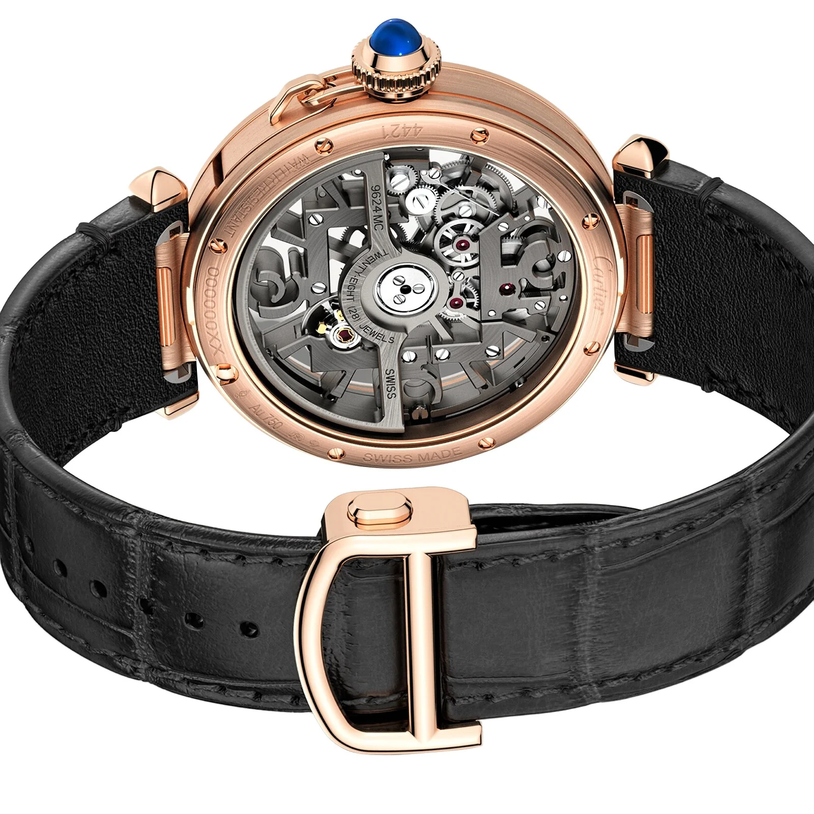 Pasha de Cartier | 41mm, 18K Rose Gold, Leather, Silver Dial - Image 4