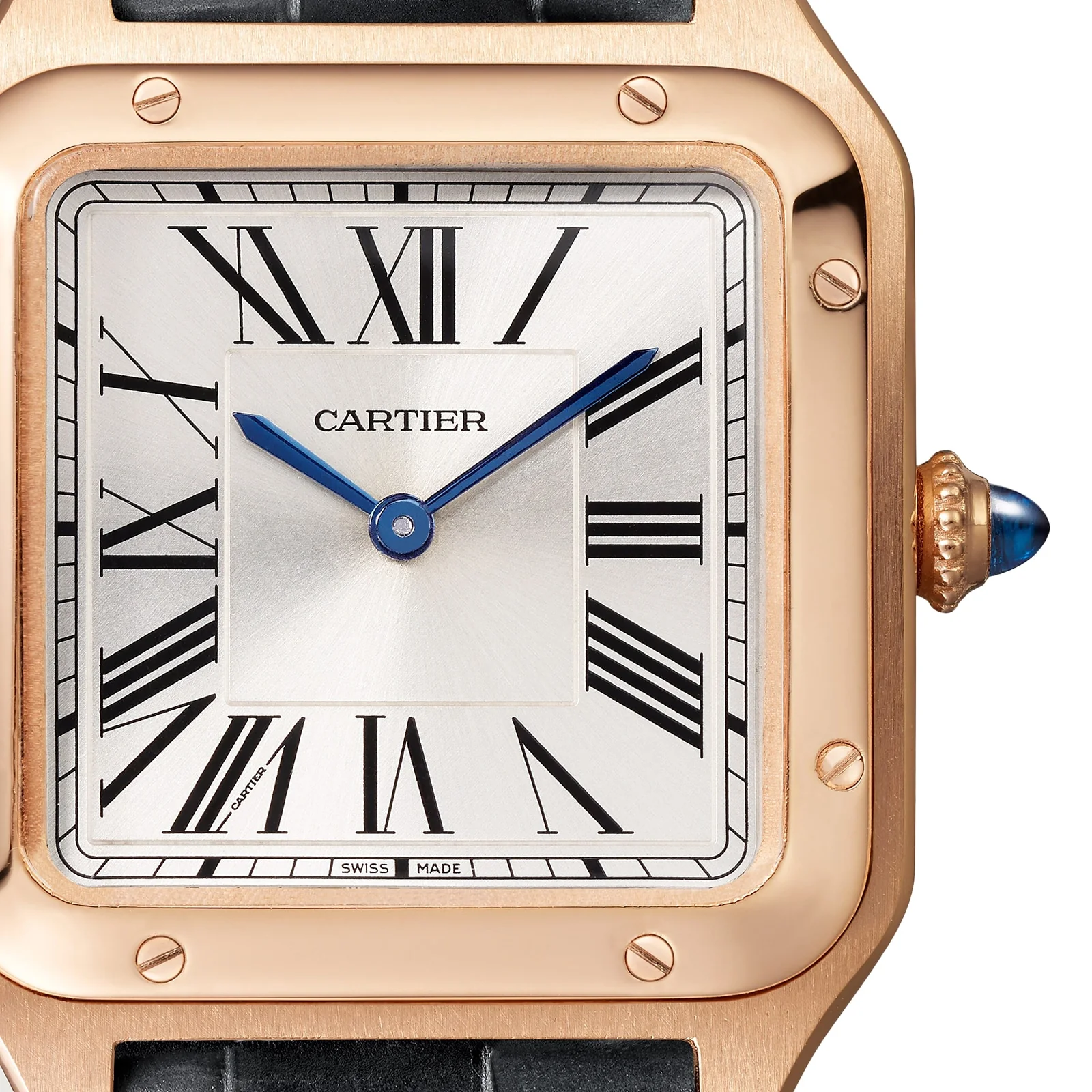 Santos-Dumont Small Model | 27.5mm, 18K Rose Gold, Alligator Leather, Silver Dial - Image 3