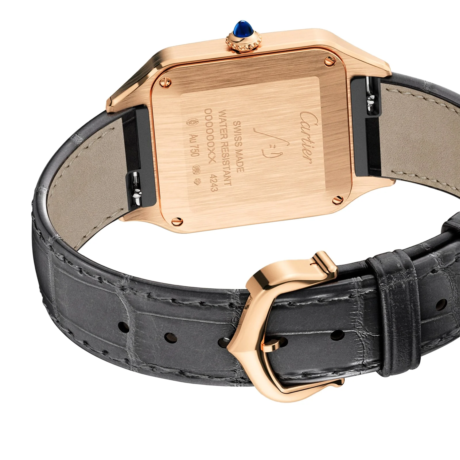 Santos-Dumont Small Model | 27.5mm, 18K Rose Gold, Alligator Leather, Silver Dial - Image 5