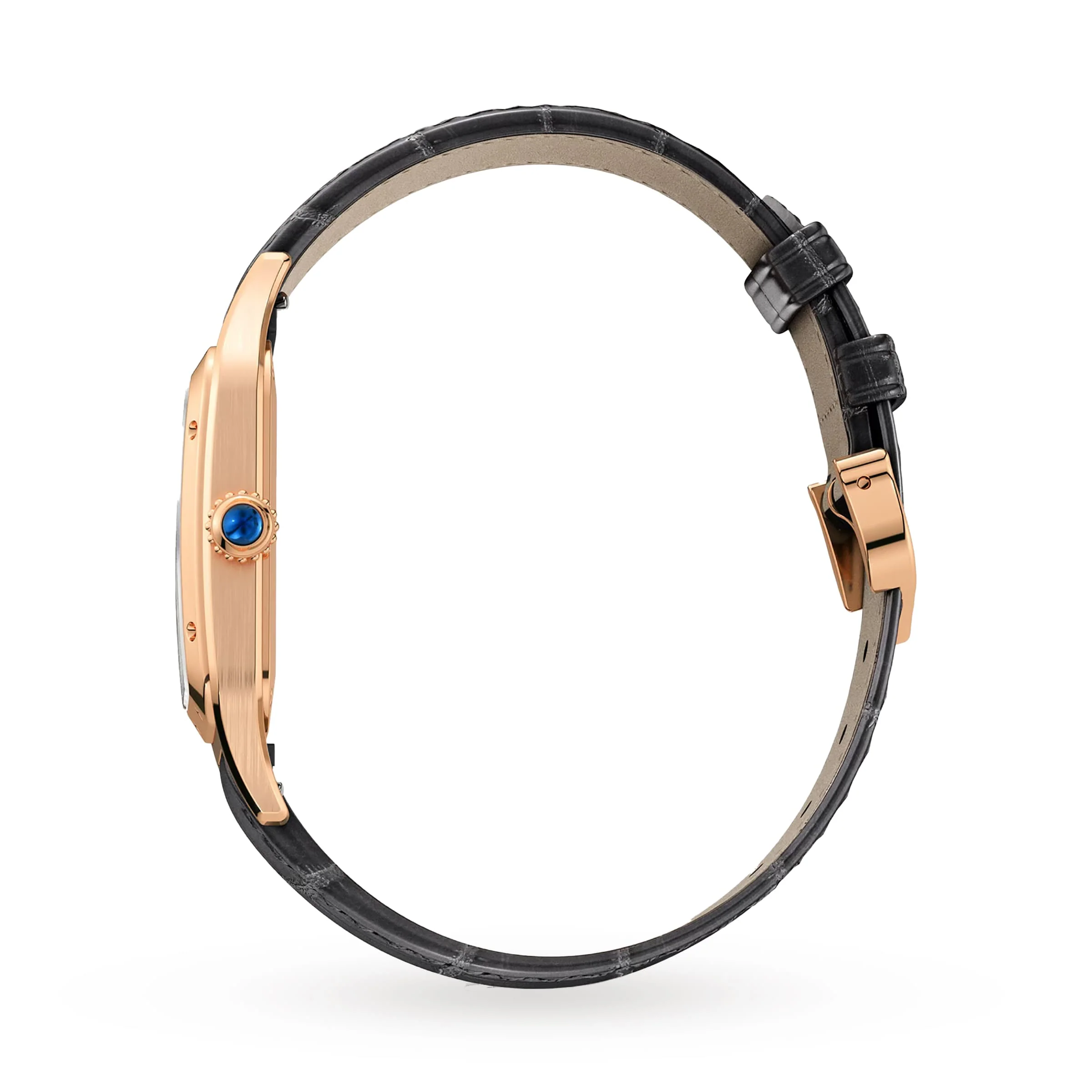 Santos-Dumont Large Model | 31.5mm, 18K Rose Gold, Alligator Leather, Silver Dial - Image 5