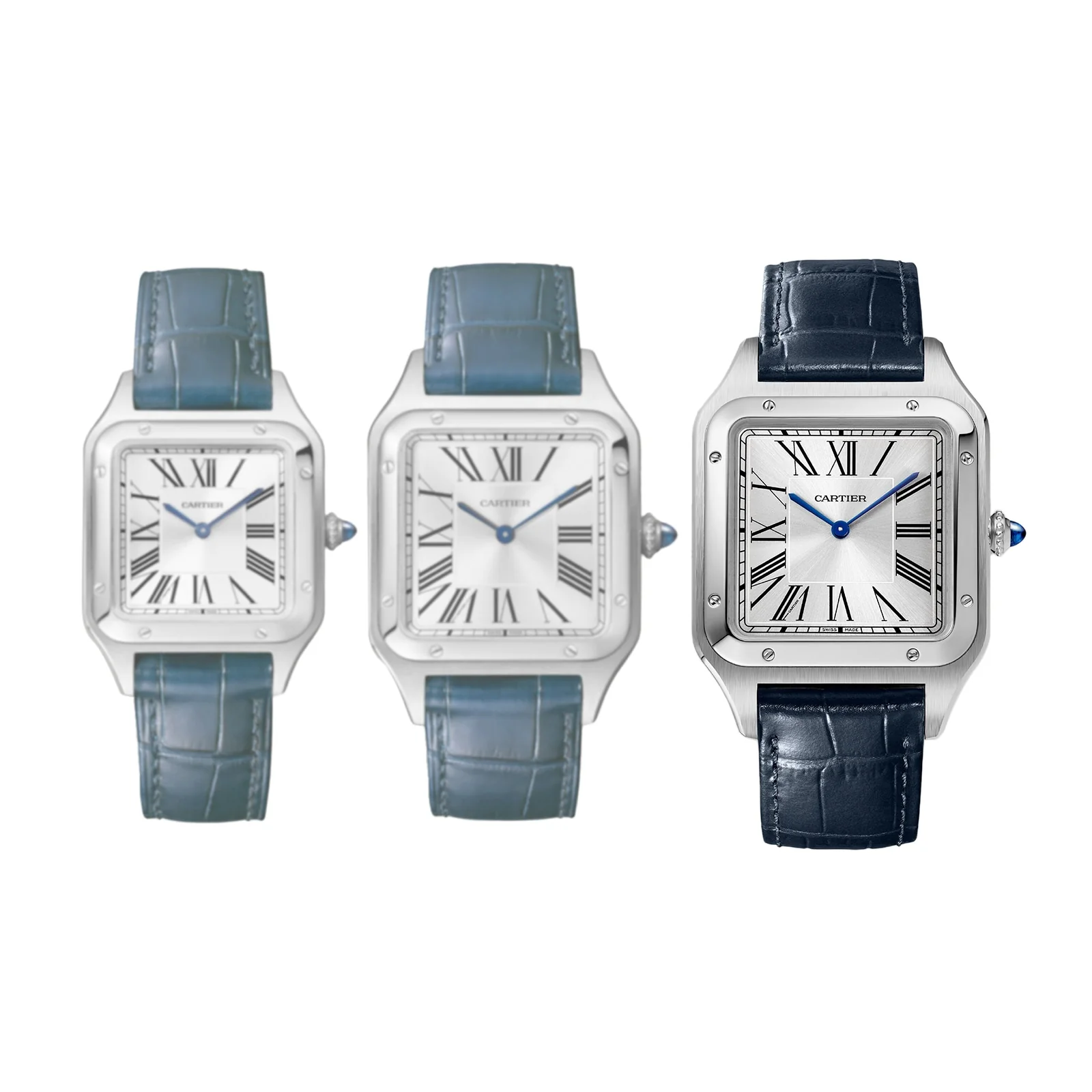 Santos-Dumont Extra-Large Model | 34mm, Steel, Alligator Leather, Silver Dial - Image 6