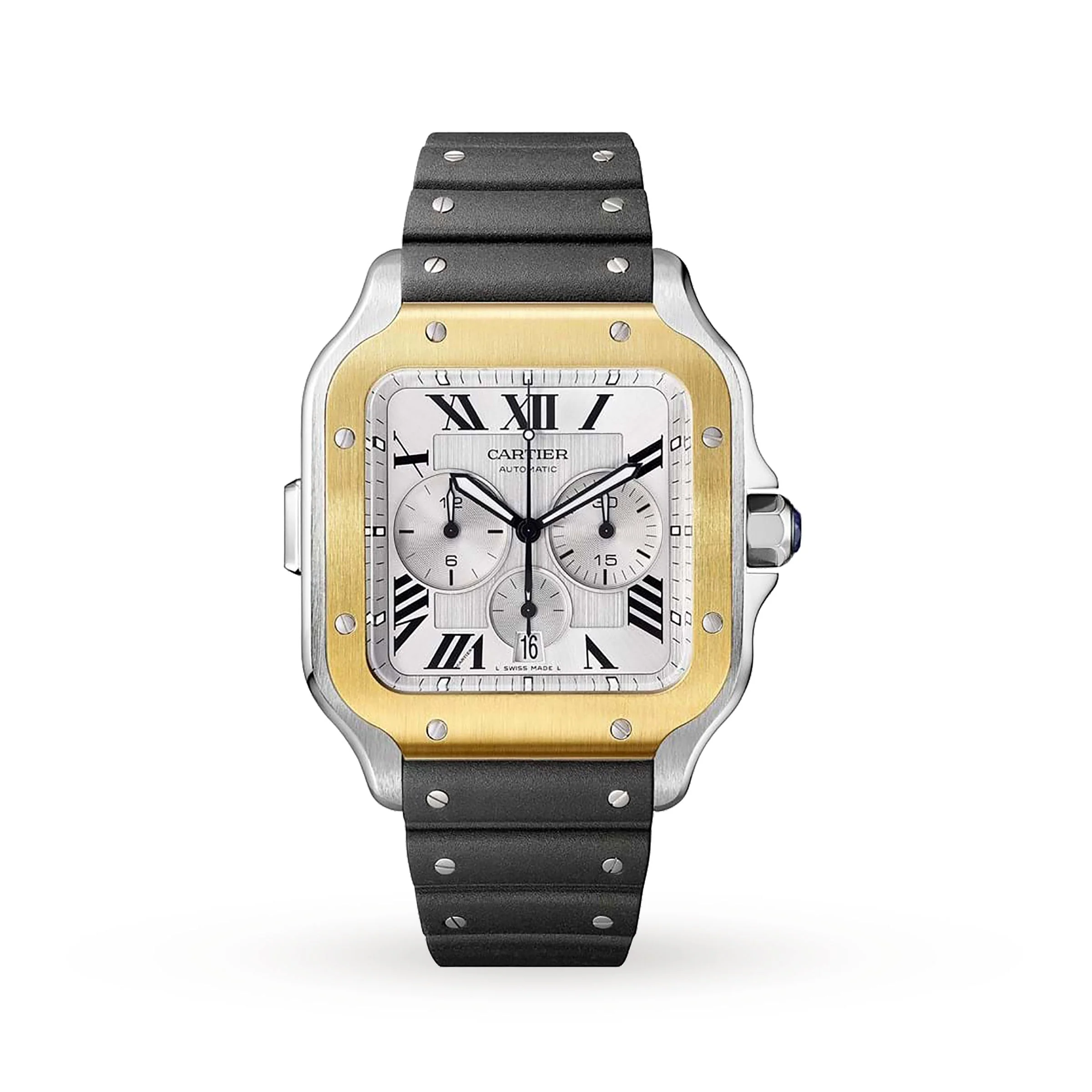 Santos de Cartier Chronograph | 43mm, Two-Tone Steel & 18K Yellow Gold, Silver Dial - Image 2