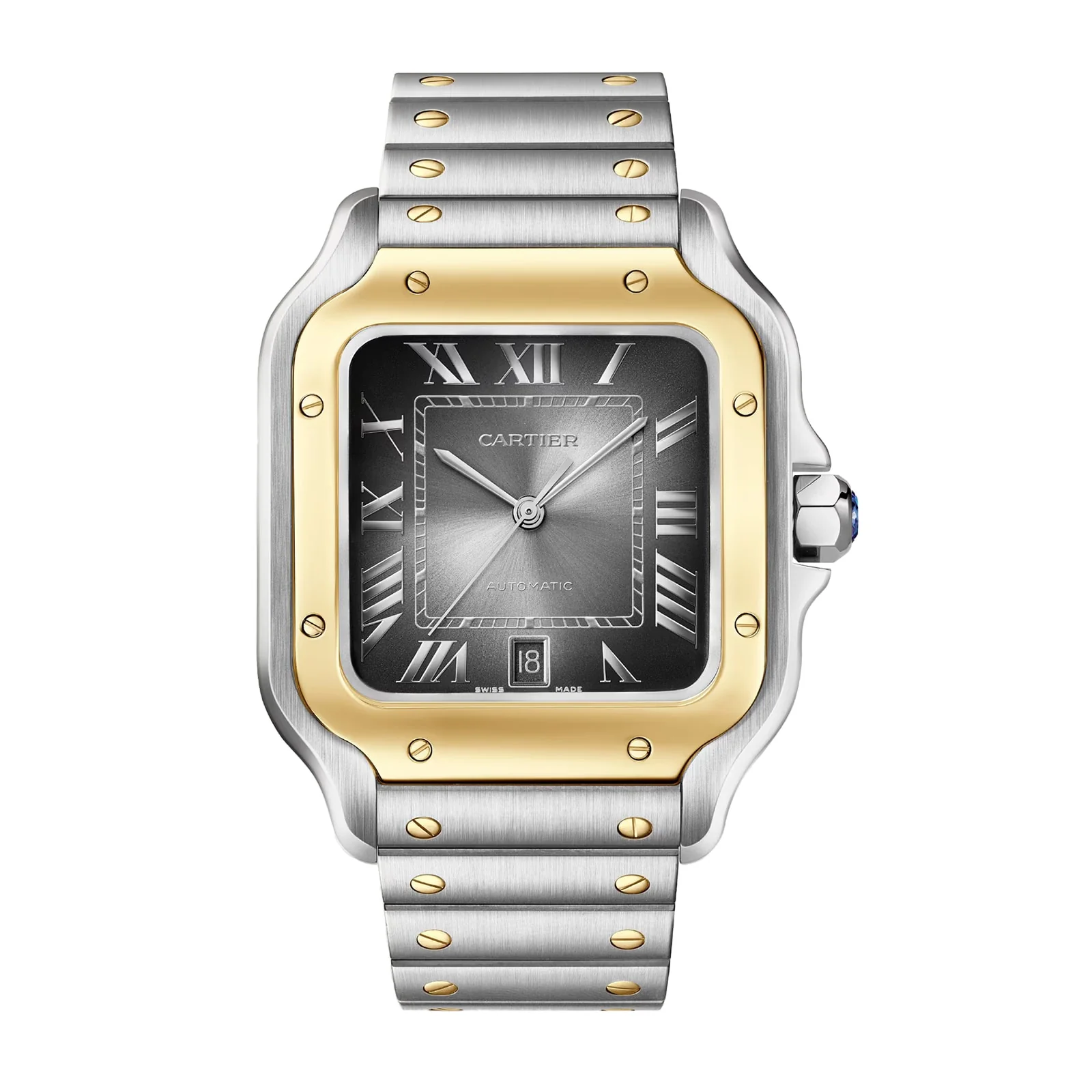 Santos de Cartier Large Model | 40mm, Two-Tone Steel & 18K Yellow Gold, Grey Dial
