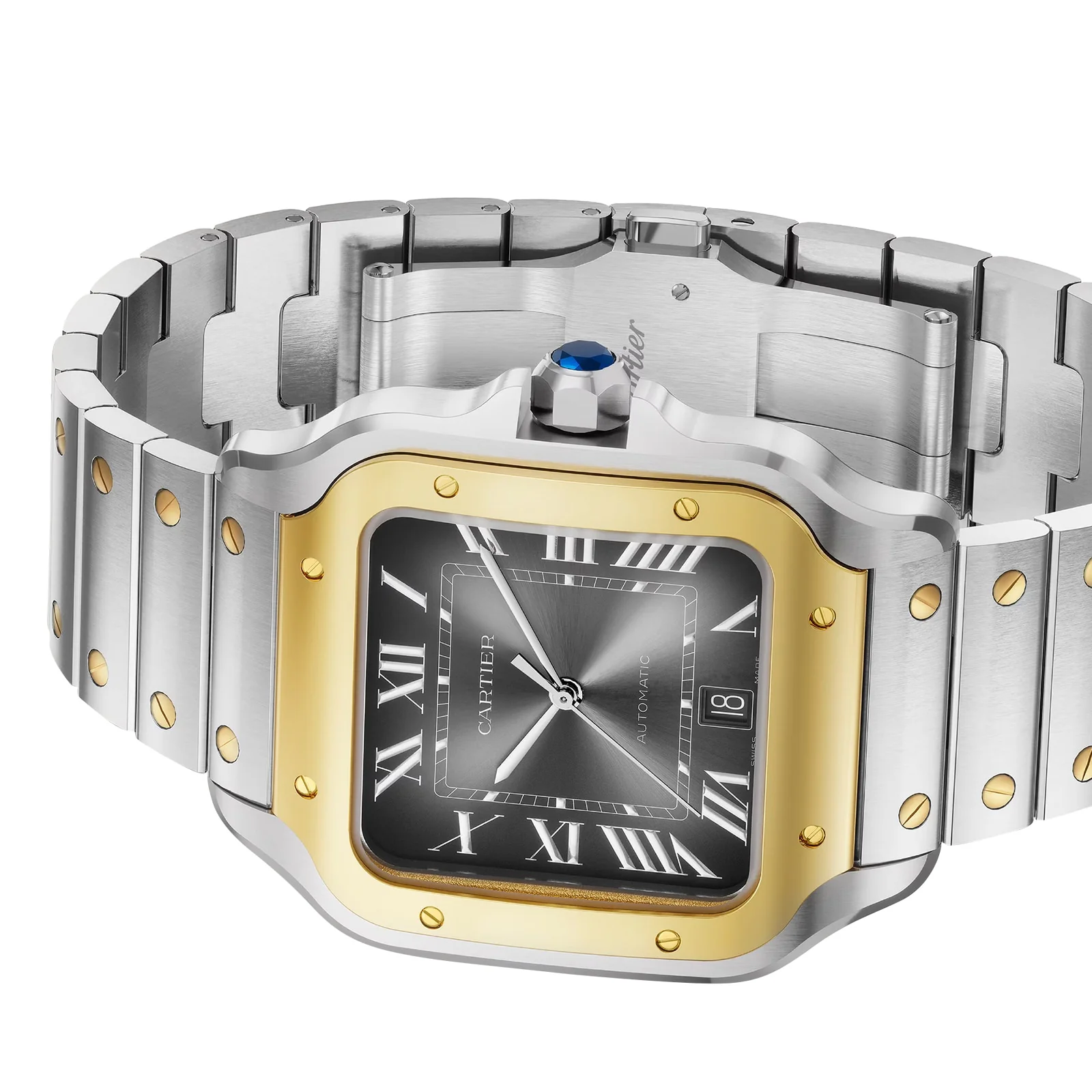 Santos de Cartier Large Model | 40mm, Two-Tone Steel & 18K Yellow Gold, Grey Dial - Image 6