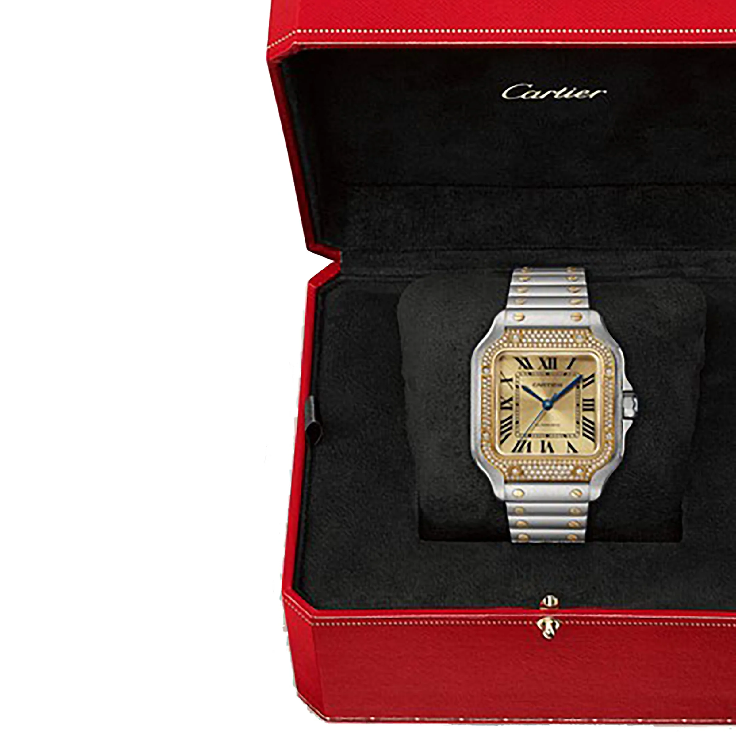Santos de Cartier Chronograph | 35mm, Two-Tone Steel & 18K Yellow Gold, Gold Dial - Image 8