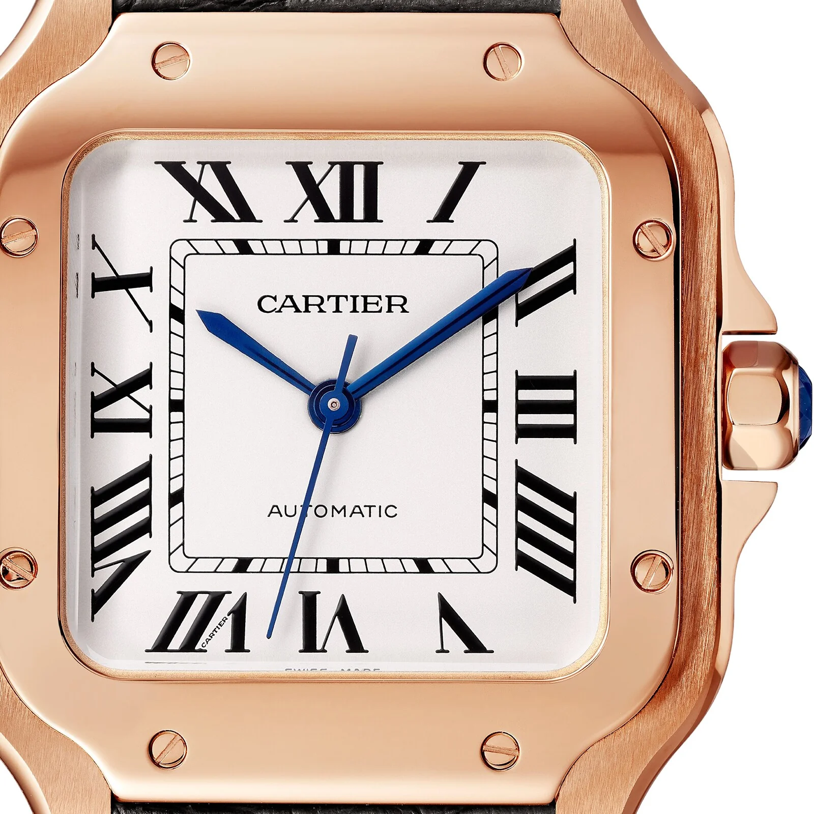 Santos de Cartier Medium Model | 35mm, 18K Rose Gold, Alligator Leather, Silver Dial - Image 8