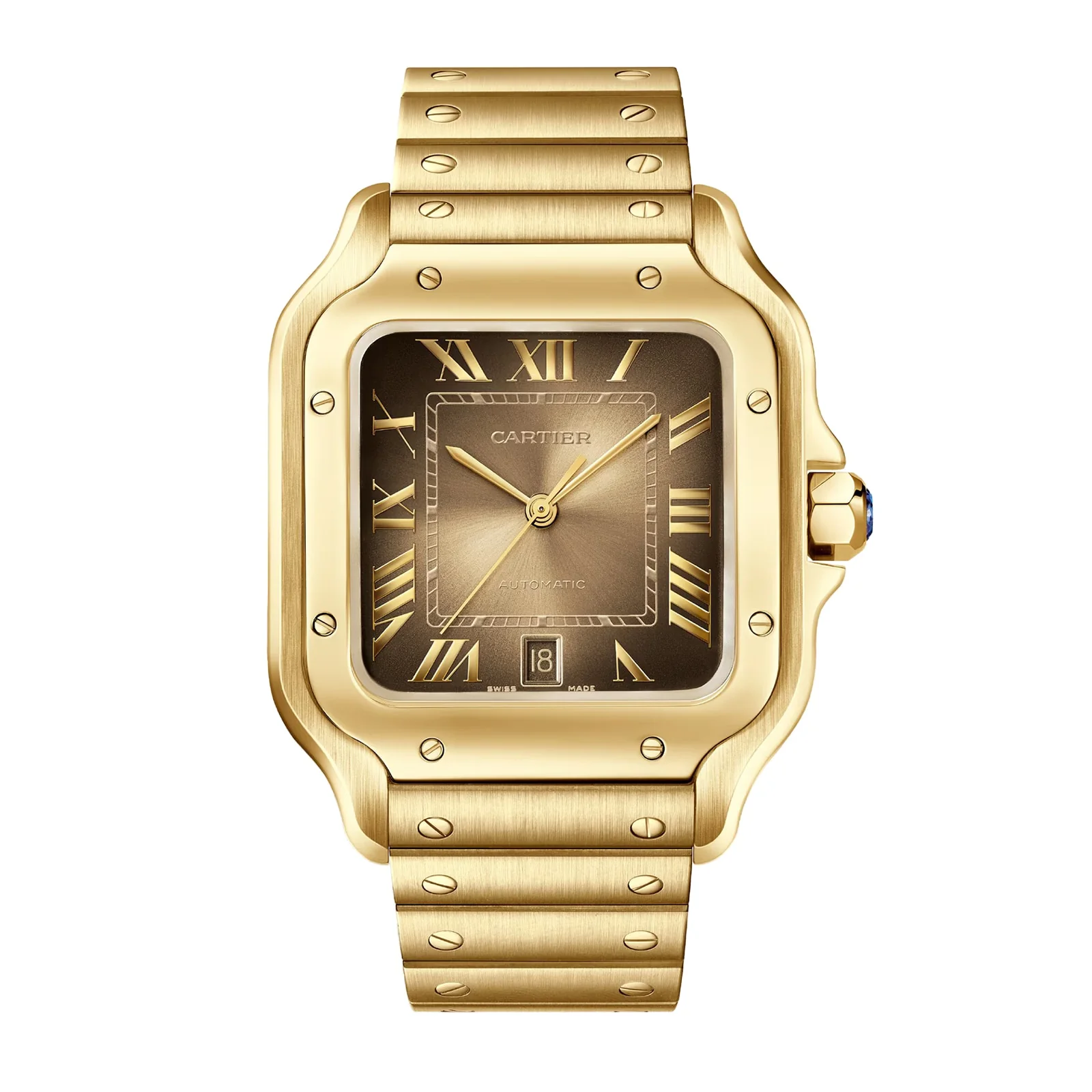 Santos de Cartier Large Model | 40mm, 18K Yellow Gold, Brown Dial