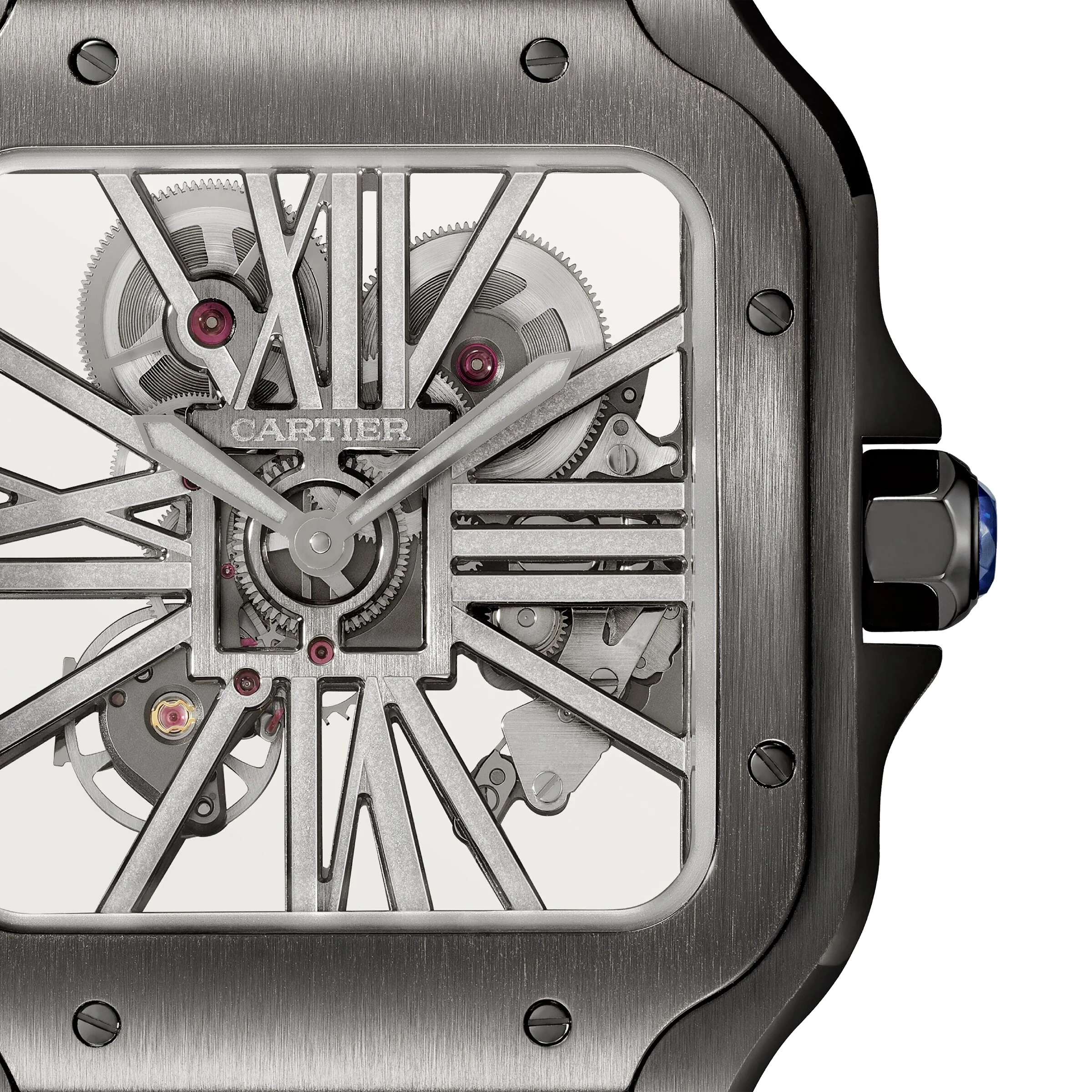 Santos de Cartier Skeleton Large Model | 40mm, Steel, Alligator Leather - Image 2