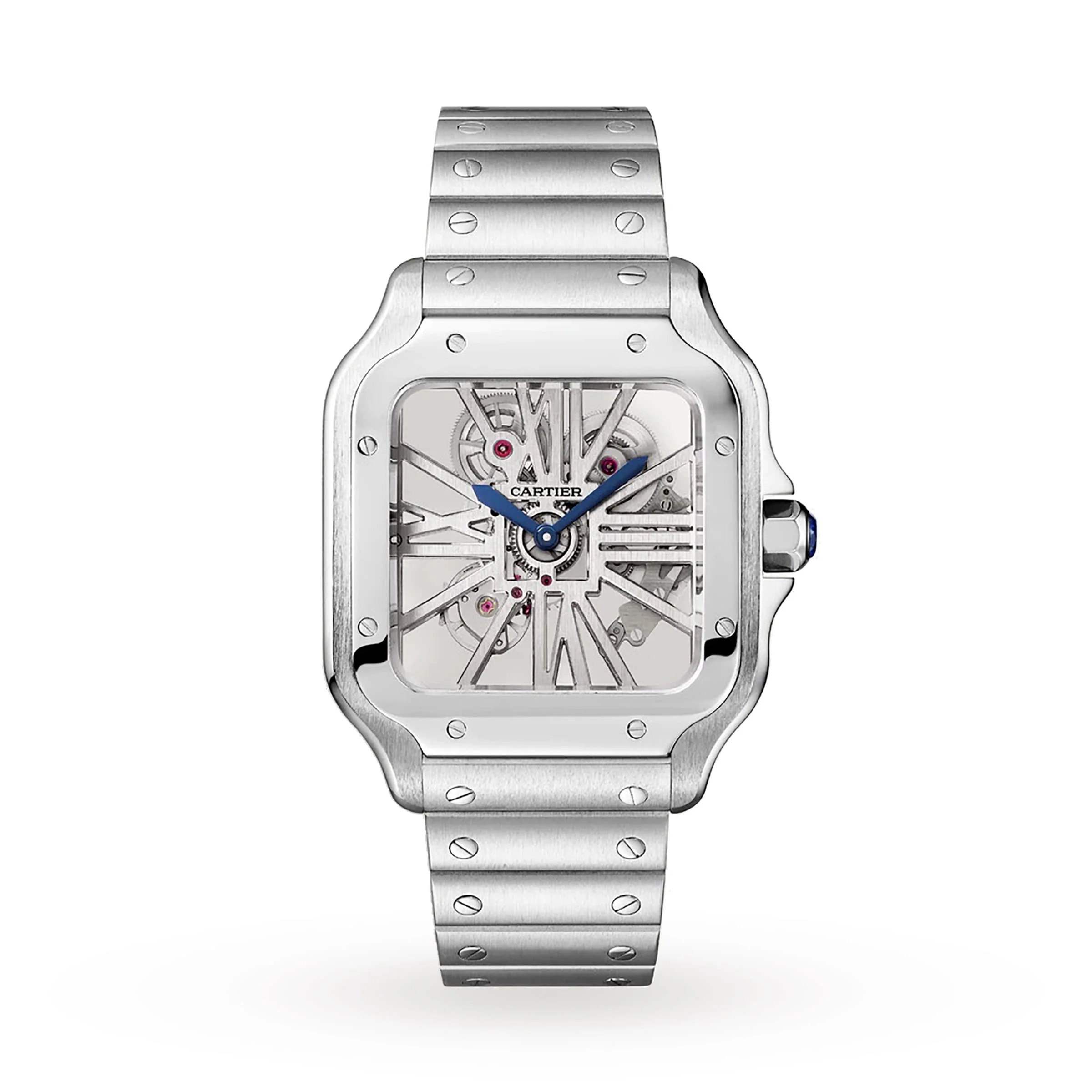 Santos de Cartier Skeleton Large Model | 40mm, Steel, Silver Dial