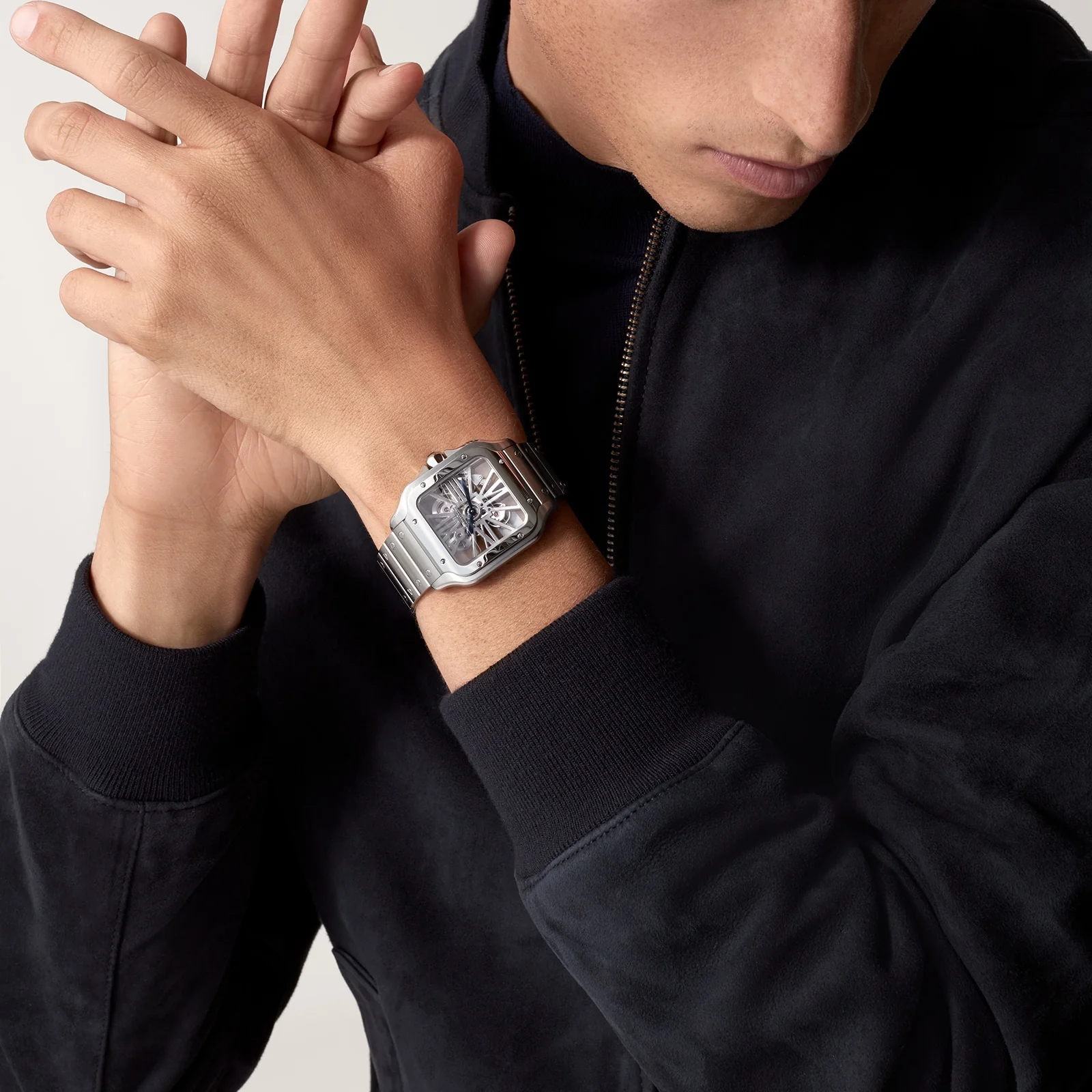 Santos de Cartier Skeleton Large Model | 40mm, Steel, Silver Dial - Image 10