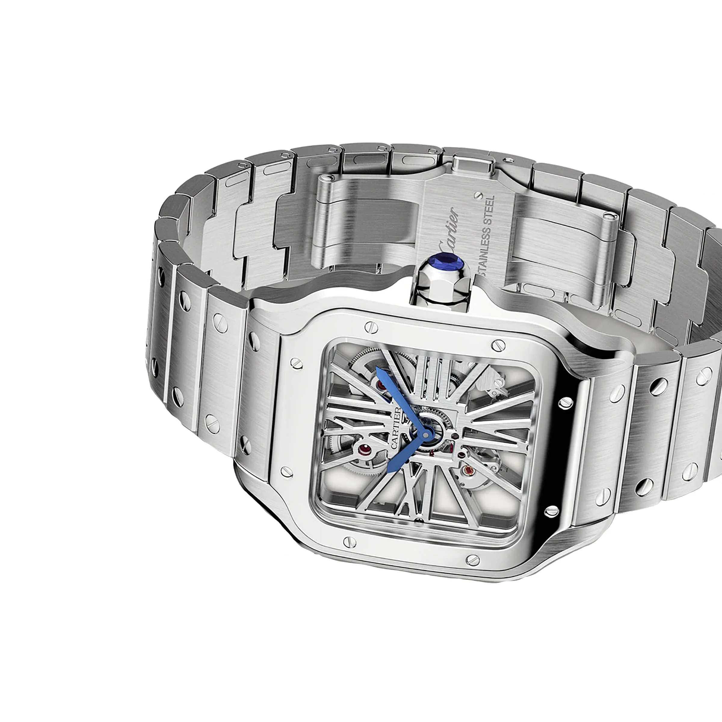 Santos de Cartier Skeleton Large Model | 40mm, Steel, Silver Dial - Image 6