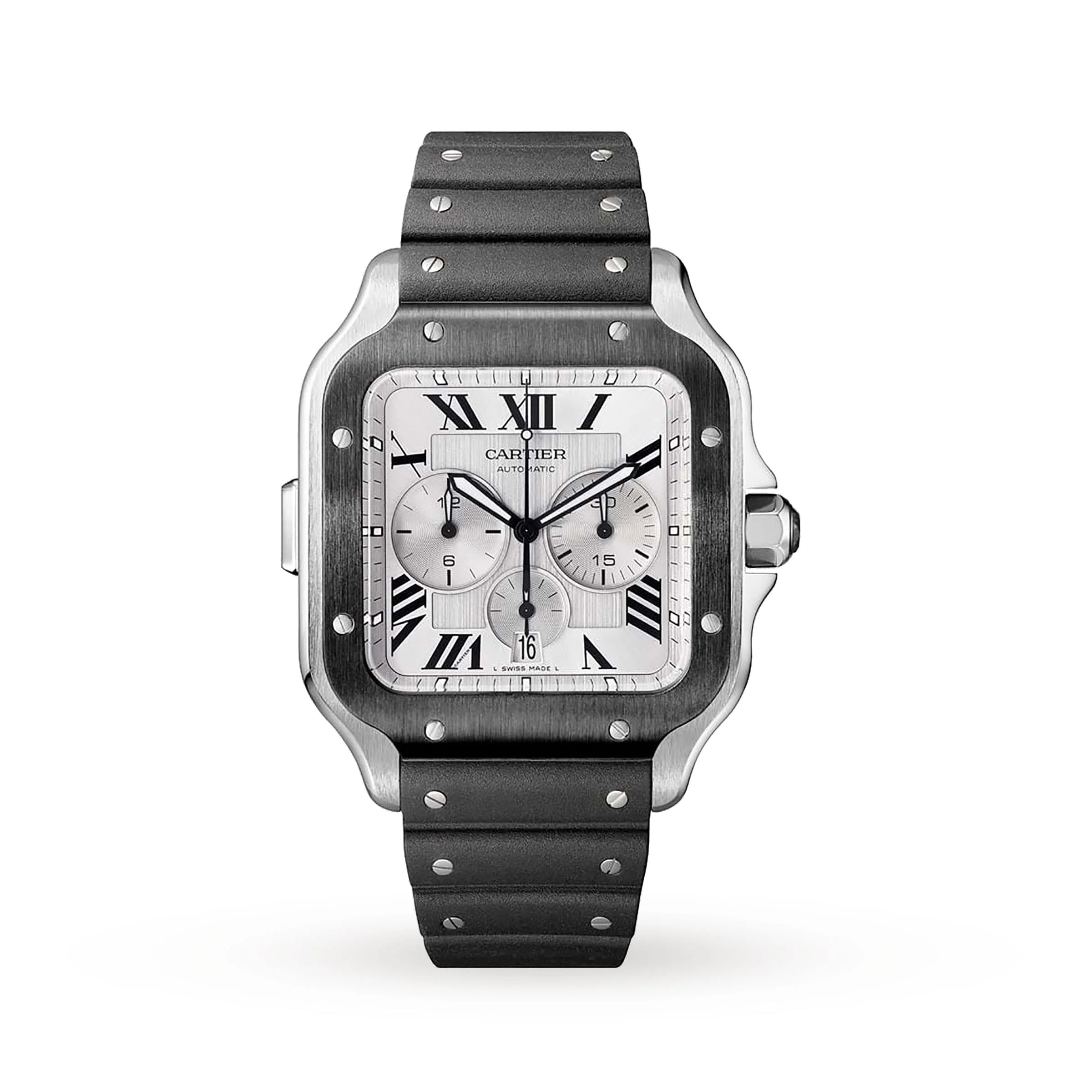 Santos de Cartier Chronograph | 43mm, Steel, Rubber, Silver Dial