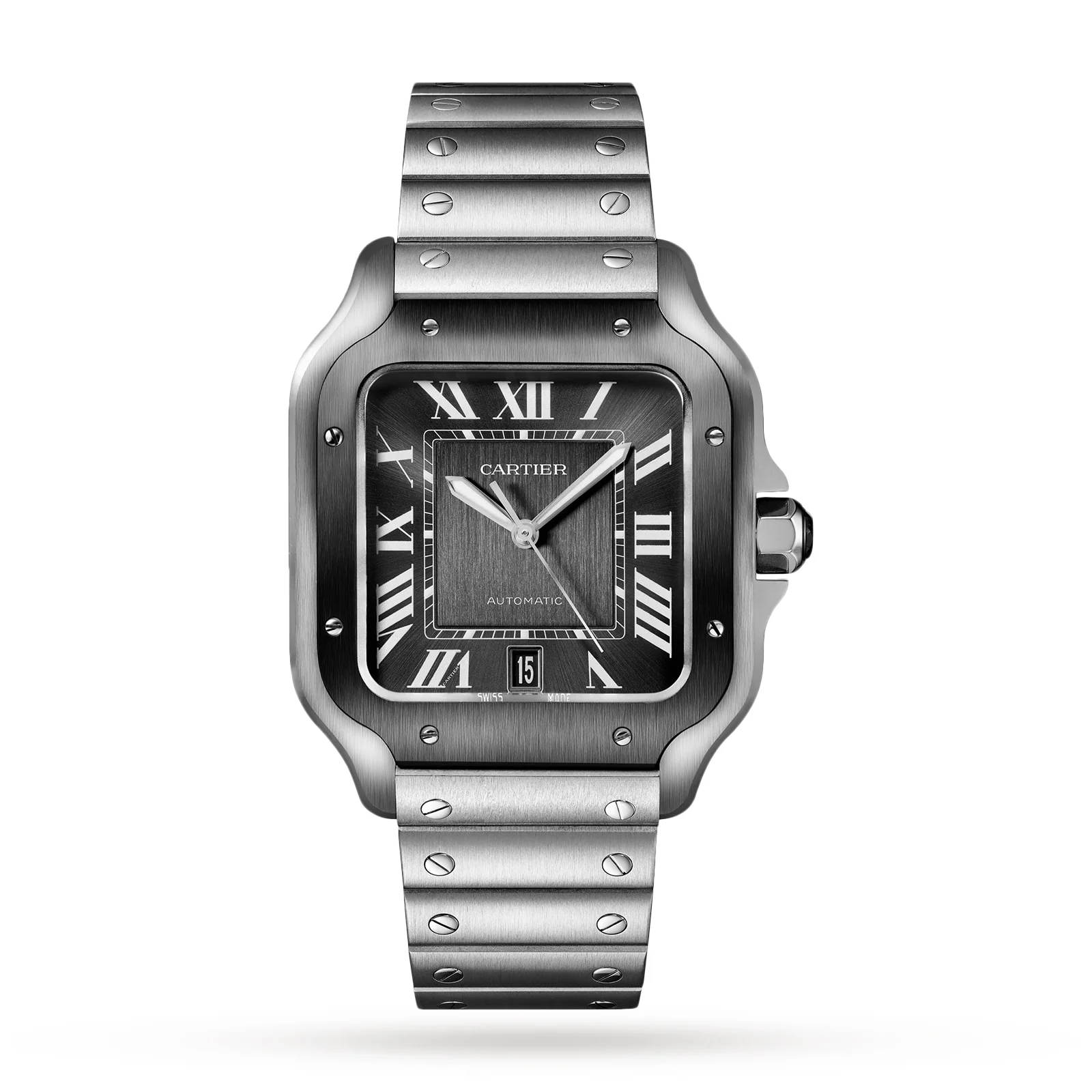 Santos de Cartier Large Model | 40mm, Two-Tone Steel & ADLC, Steel, Grey Dial