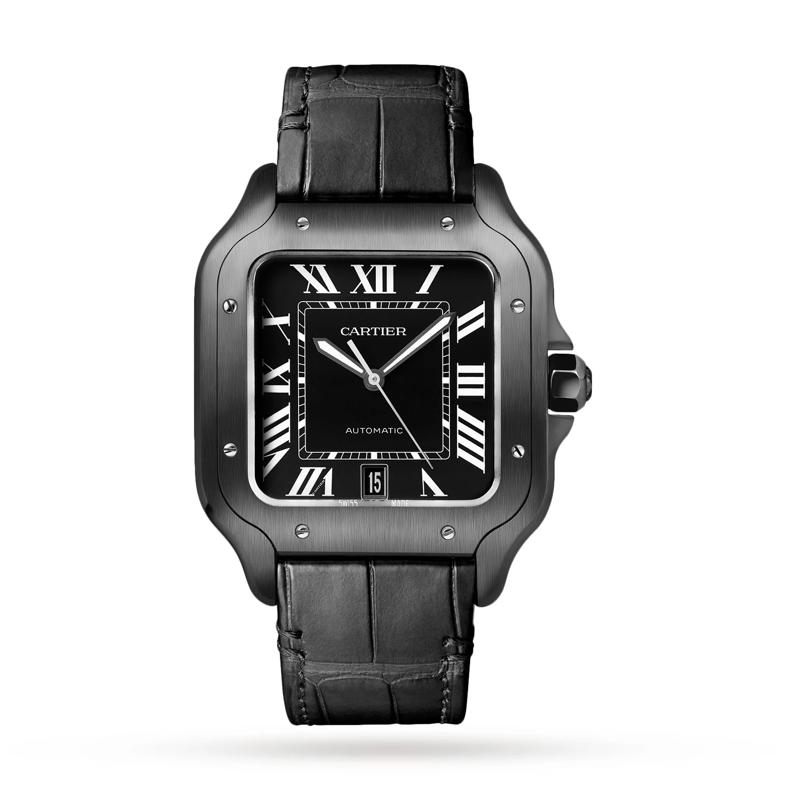 Santos de Cartier Large Model | 40mm, Two-Tone Steel & ADLC, Rubber, Black Dial