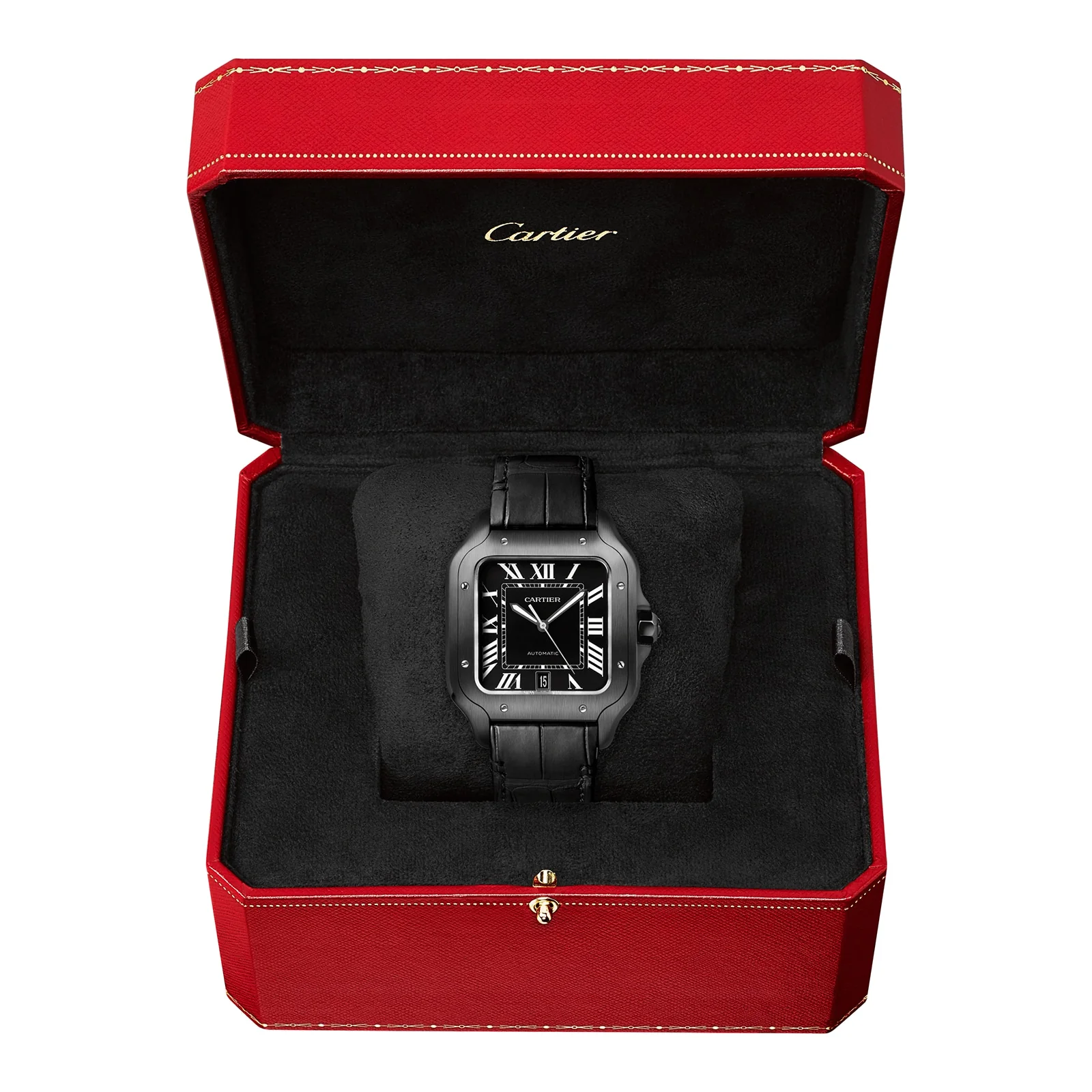 Santos de Cartier Large Model | 40mm, Two-Tone Steel & ADLC, Rubber, Black Dial - Image 3