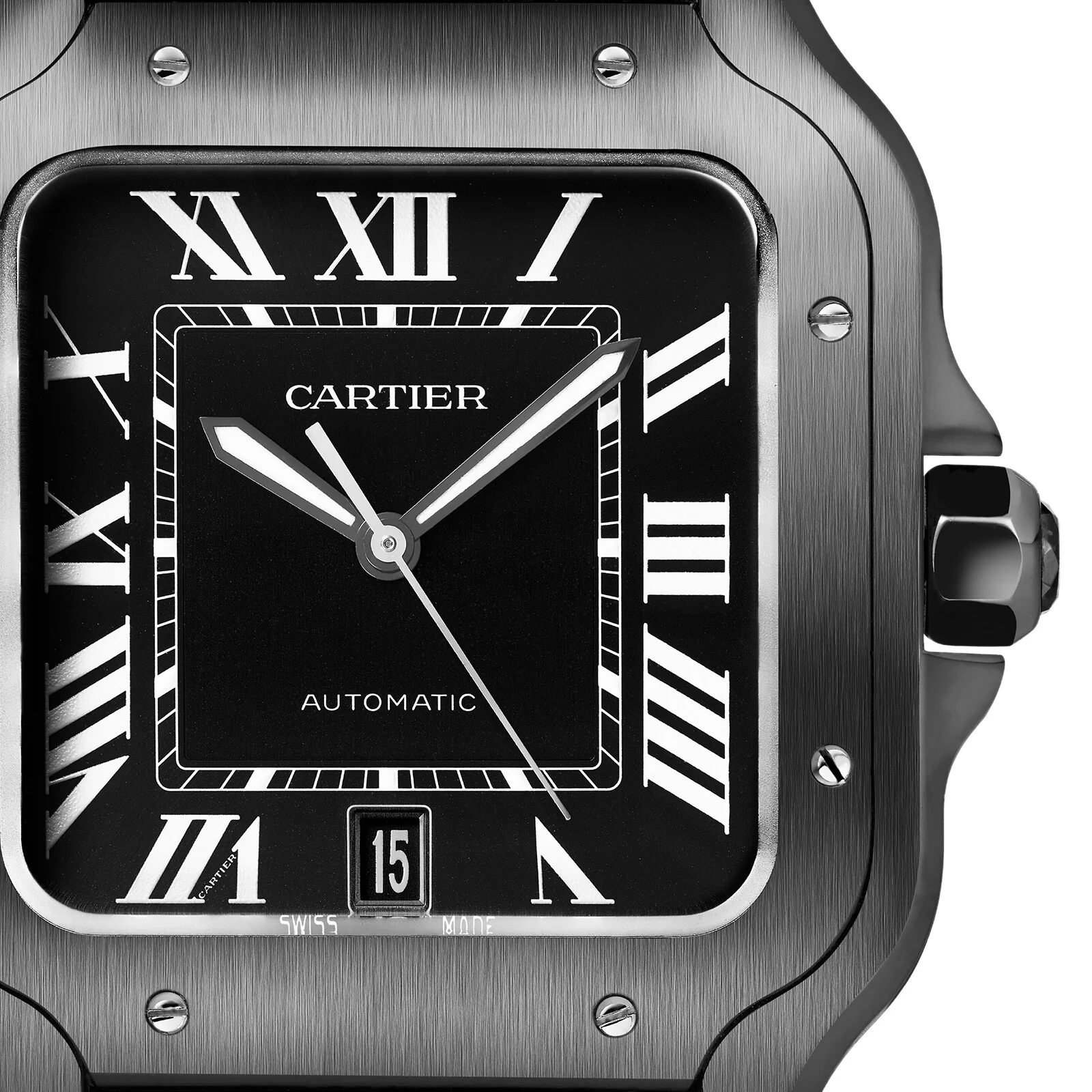 Santos de Cartier Large Model | 40mm, Two-Tone Steel & ADLC, Rubber, Black Dial - Image 4
