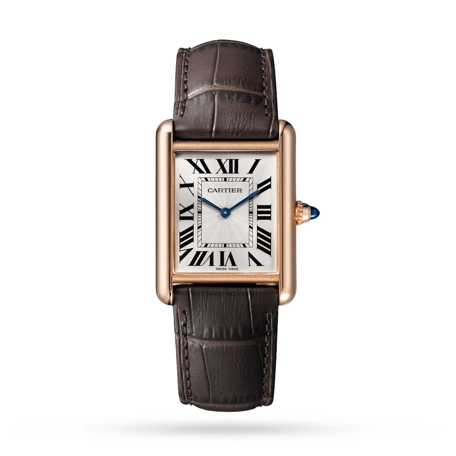 Tank Louis Cartier Large Model | 34mm, 18K Rose Gold, Alligator Leather, Silver Dial