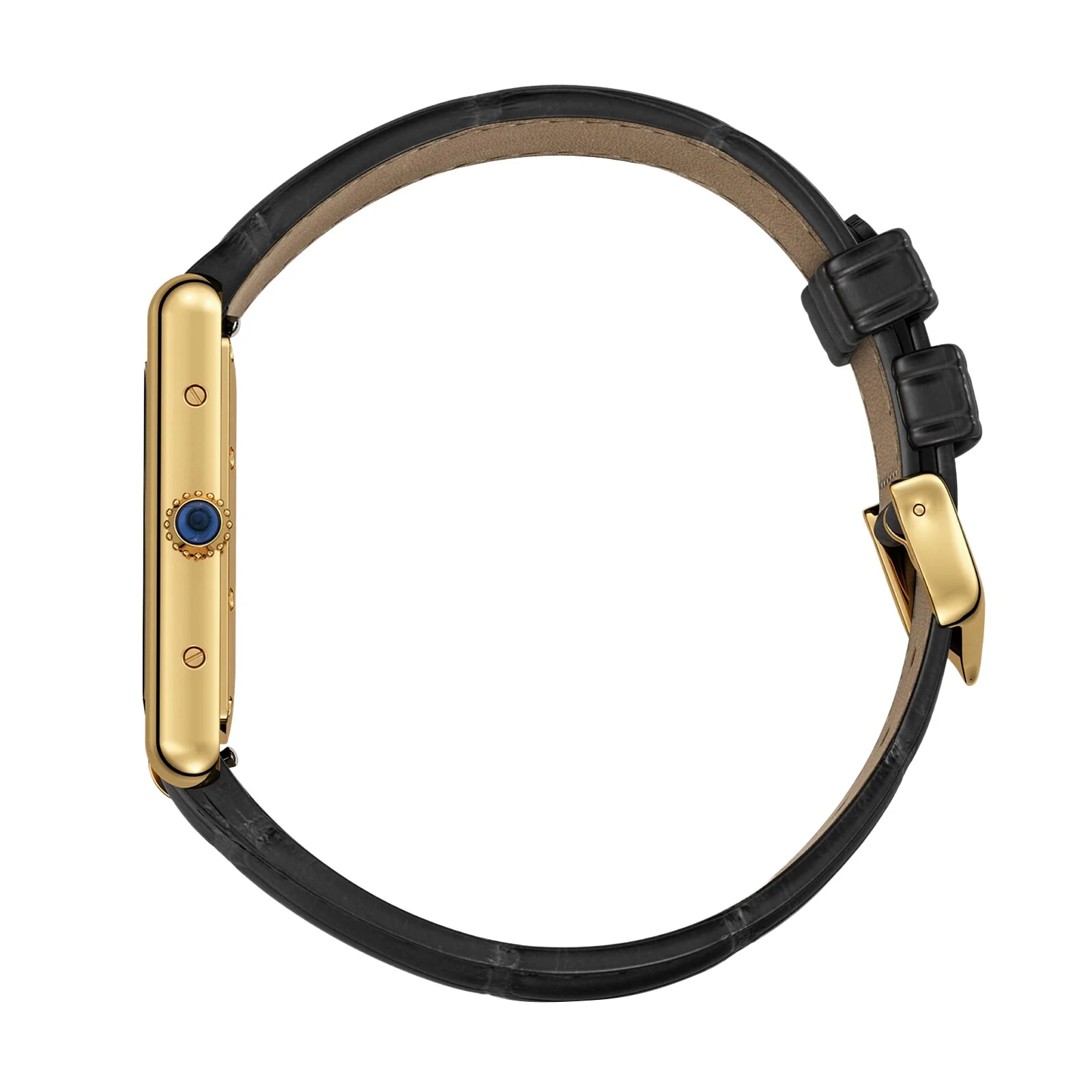 Tank Louis Cartier Medium Model | 25.5mm, 18K Yellow Gold, Leather, Black Dial - Image 4