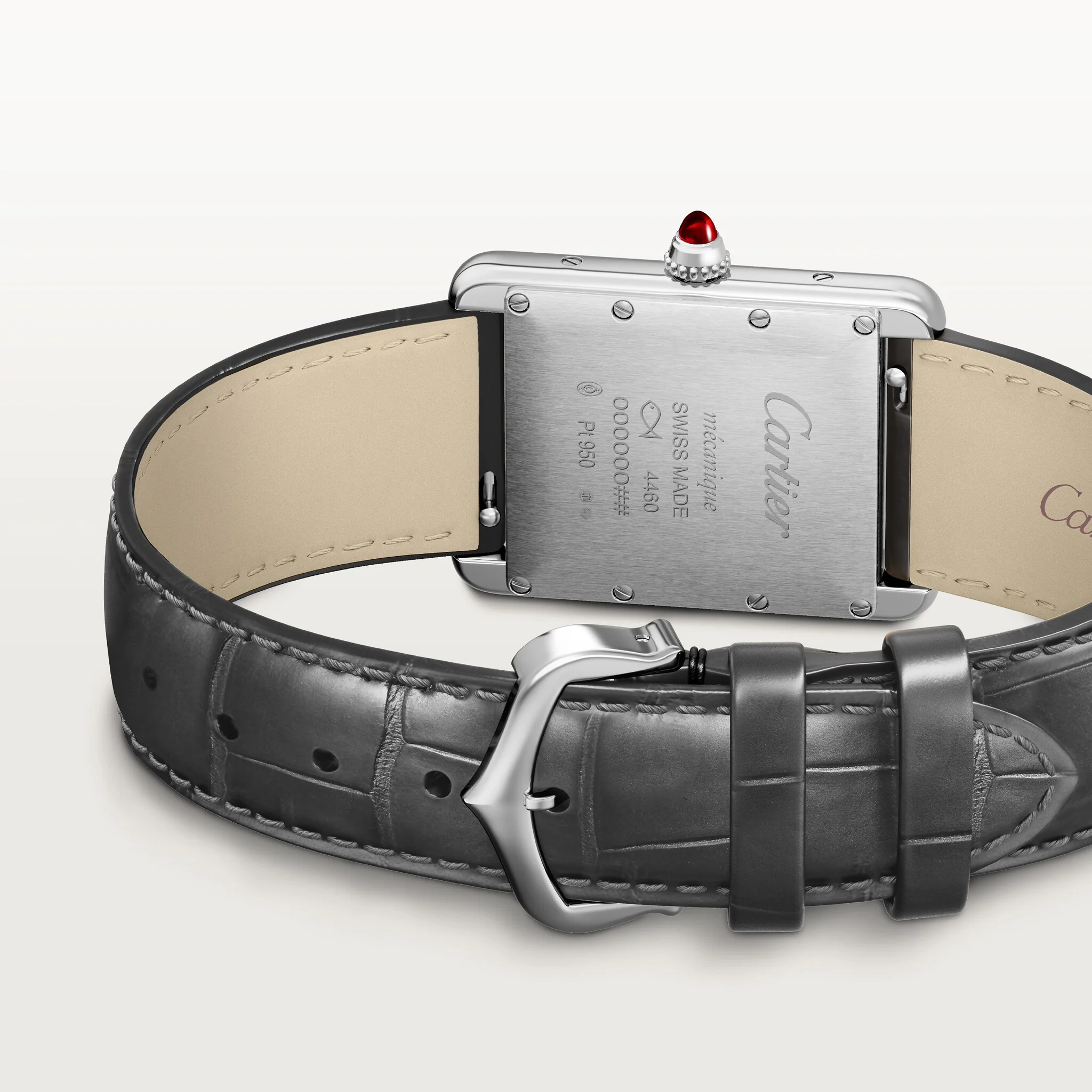 Tank Louis Cartier Large Model | 25.5mm, Platinum, Leather, Grey Dial - Image 2