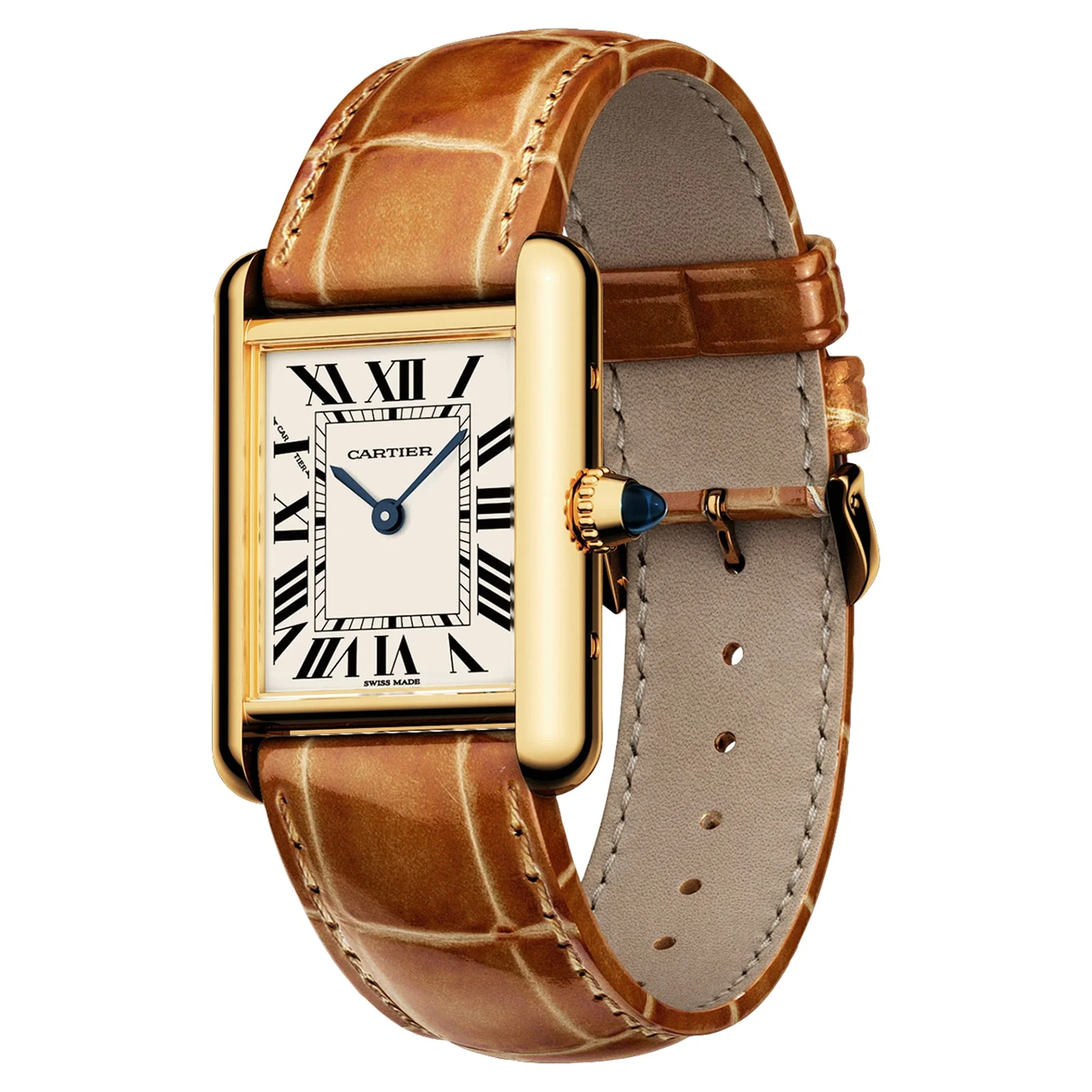 Tank Louis Cartier | 22mm, 18K Yellow Gold, Alligator Leather, White Dial - Image 3