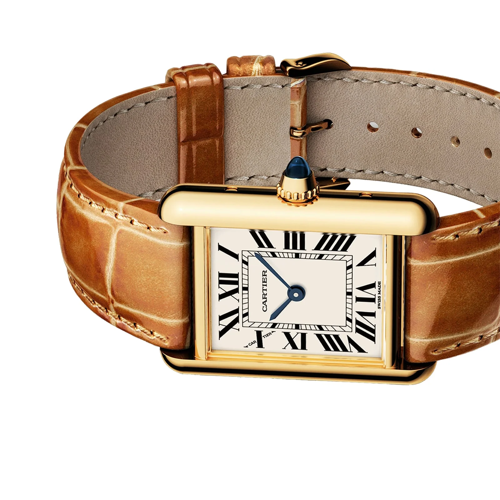 Tank Louis Cartier | 22mm, 18K Yellow Gold, Alligator Leather, White Dial - Image 5