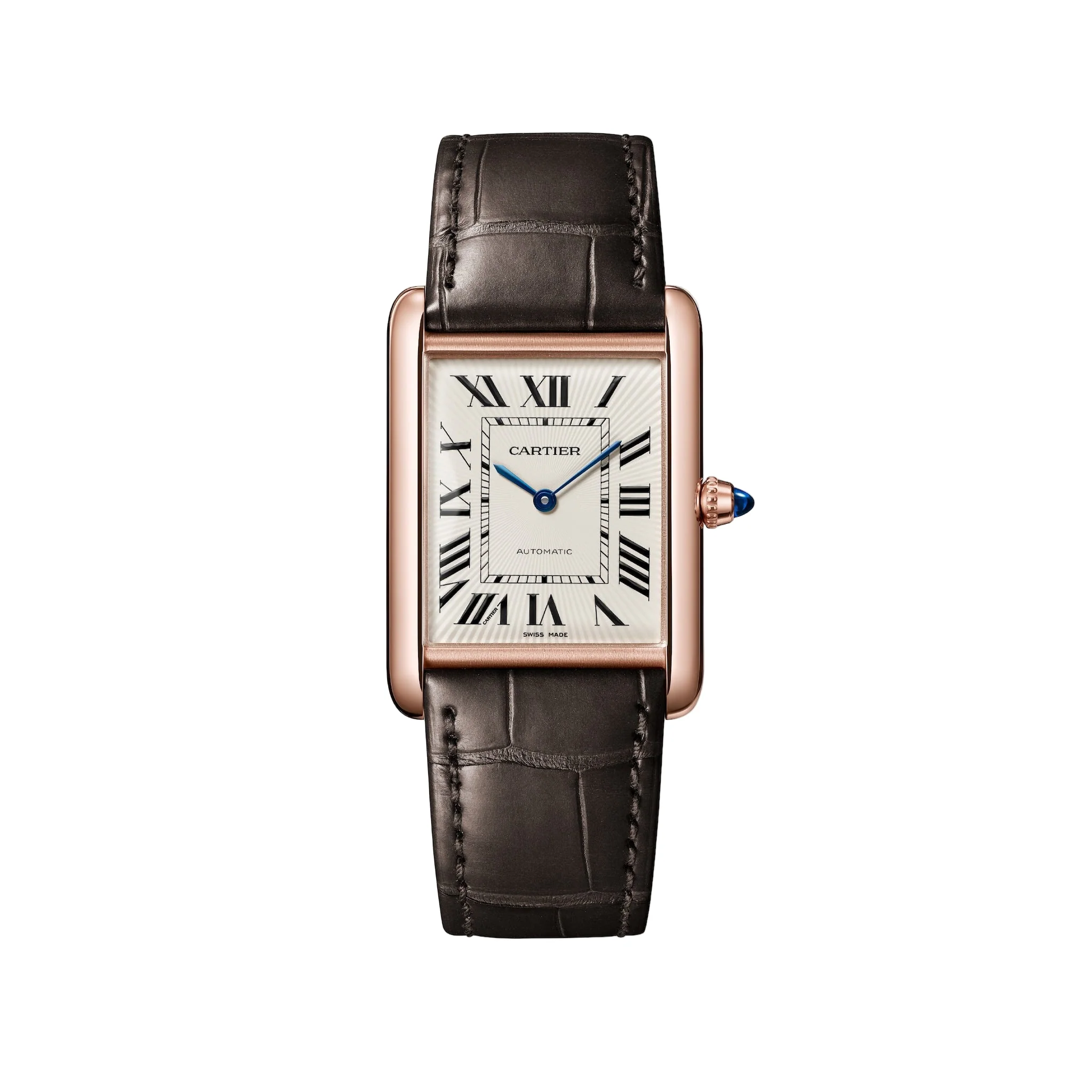 Tank Louis Cartier Large Model | 28mm, 18K Rose Gold, Leather, White Dial