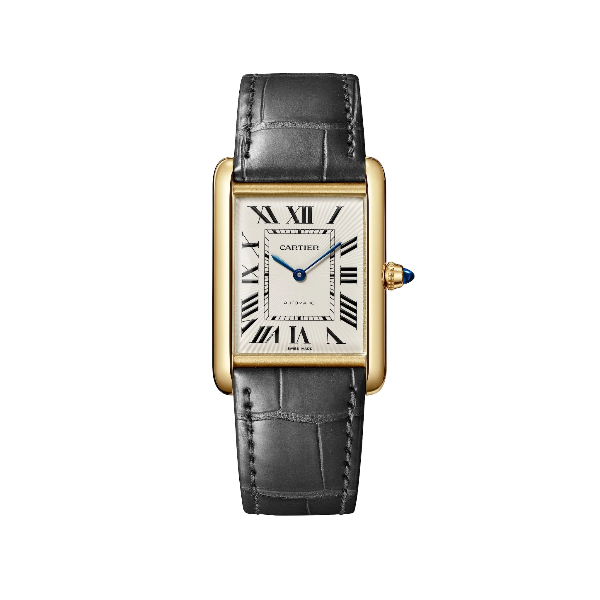 Tank Louis Cartier Large Model | 28mm, 18K Yellow Gold, Alligator Leather, White Dial