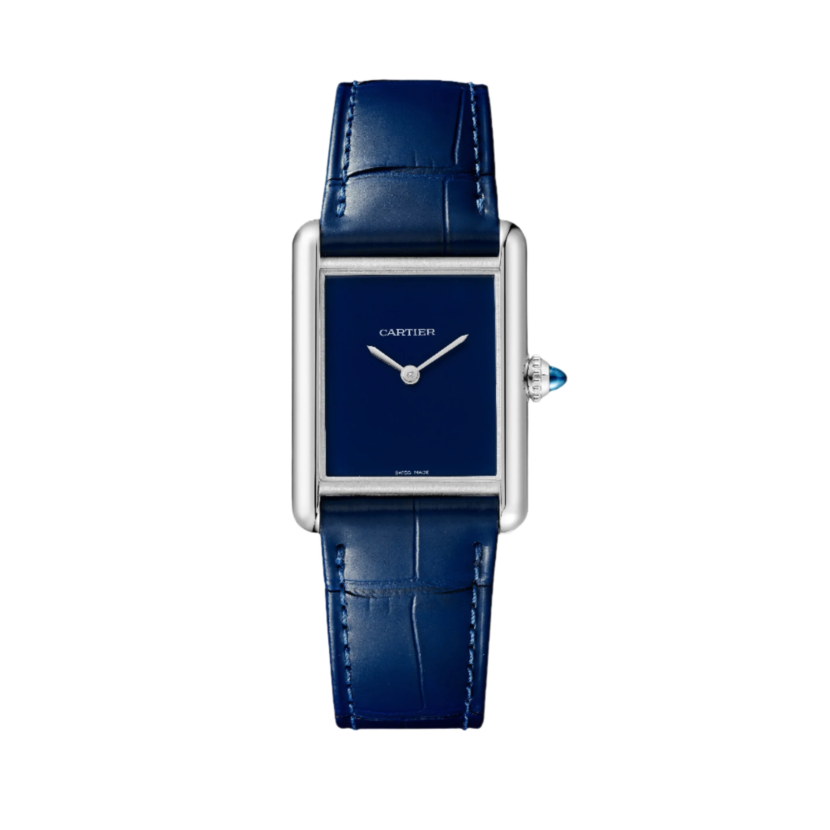 Tank Must de Cartier Large Model | 25.5mm, Steel, Leather, Blue Dial