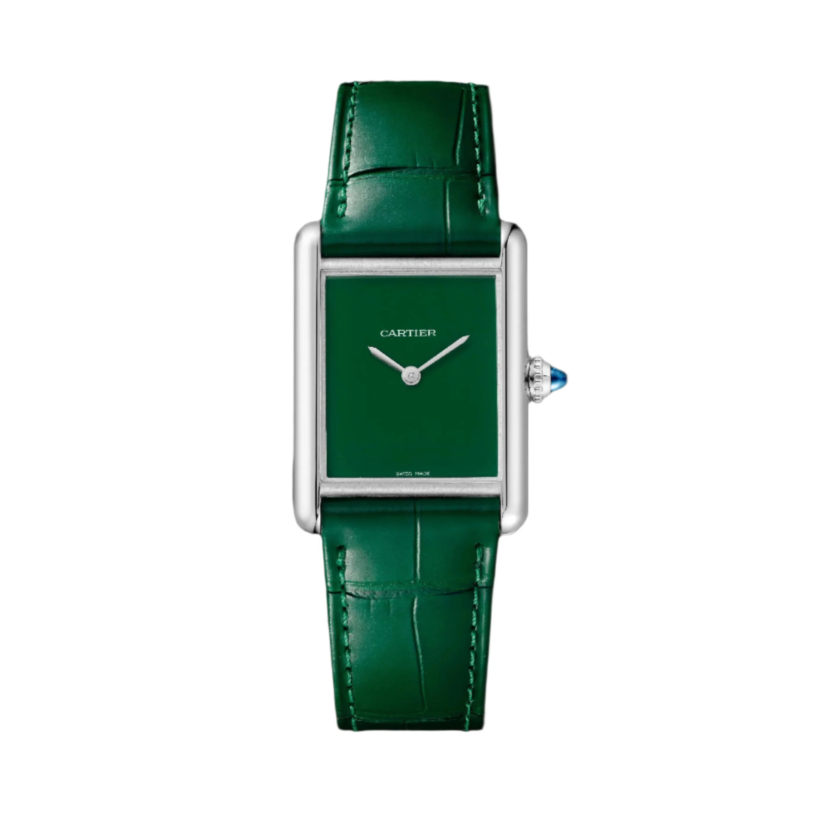 Tank Must de Cartier Large Model | 25.5mm, Steel, Leather, Green Dial