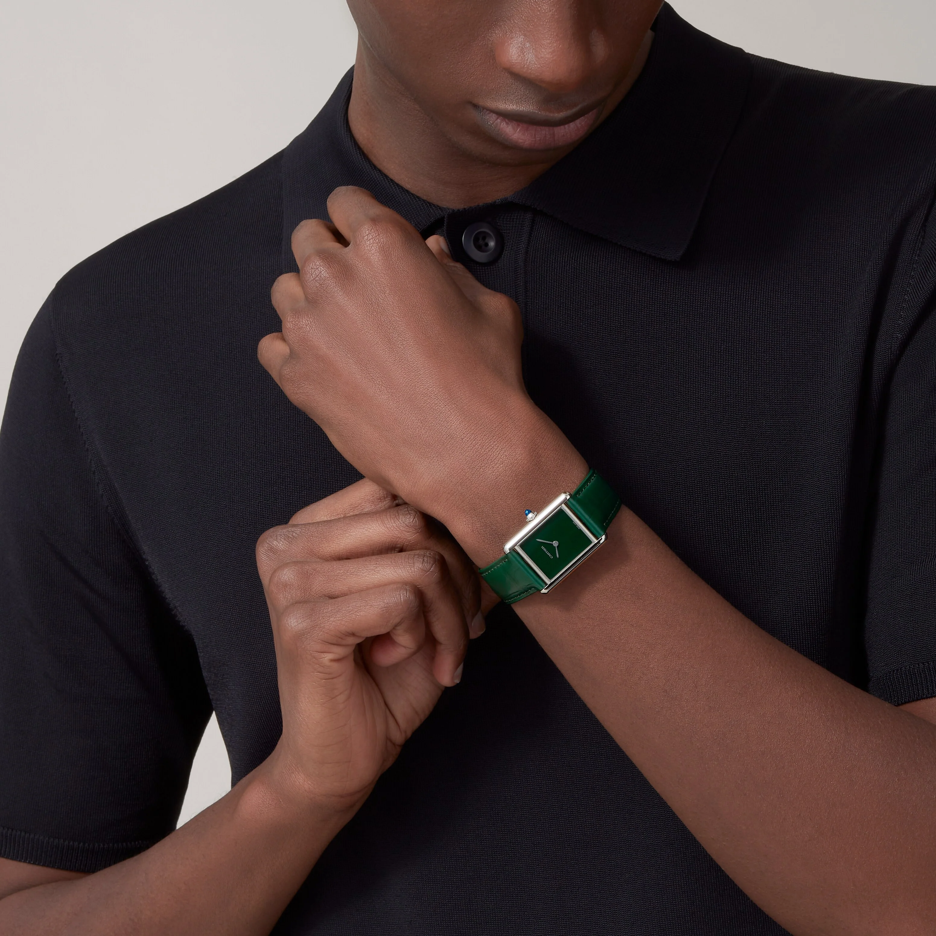 Tank Must de Cartier Large Model | 25.5mm, Steel, Leather, Green Dial - Image 6