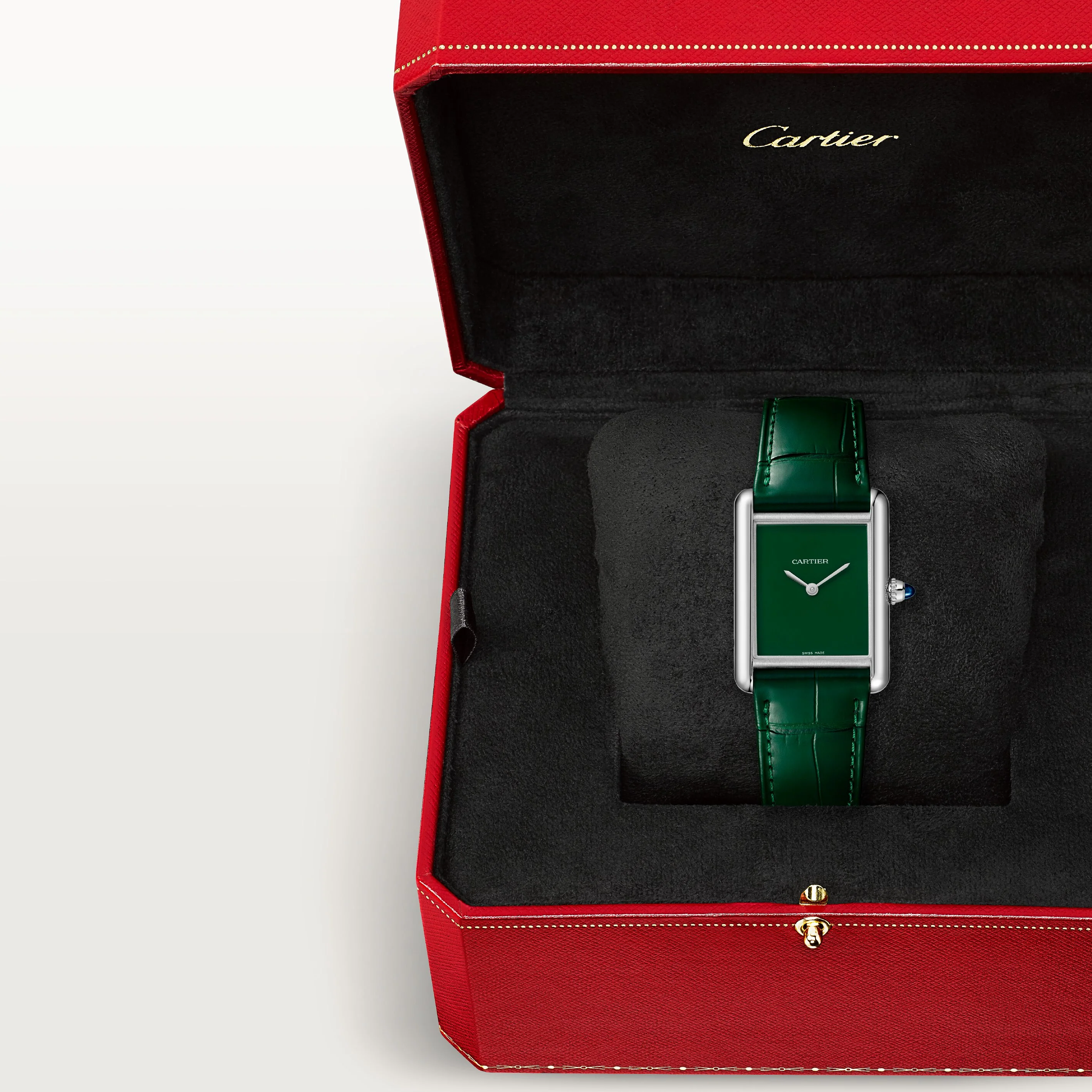 Tank Must de Cartier Large Model | 25.5mm, Steel, Leather, Green Dial - Image 8