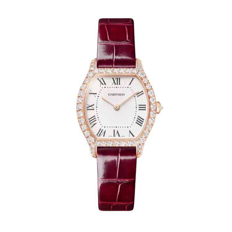 Tortue Small Model | 27mm, 18K Rose Gold, Leather, White Dial
